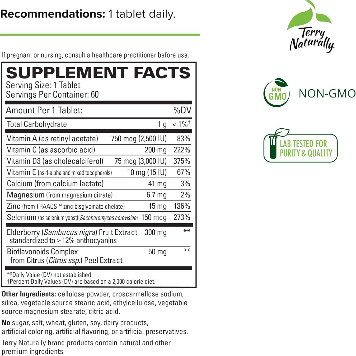 Terry Naturally Terry Naturally ViraPro - Supplement with Herbal Blend for Immune Support - Supplement with Elderberry, Zinc & Selenium - Support Immune Response - 60 Tablets (2 Pack)