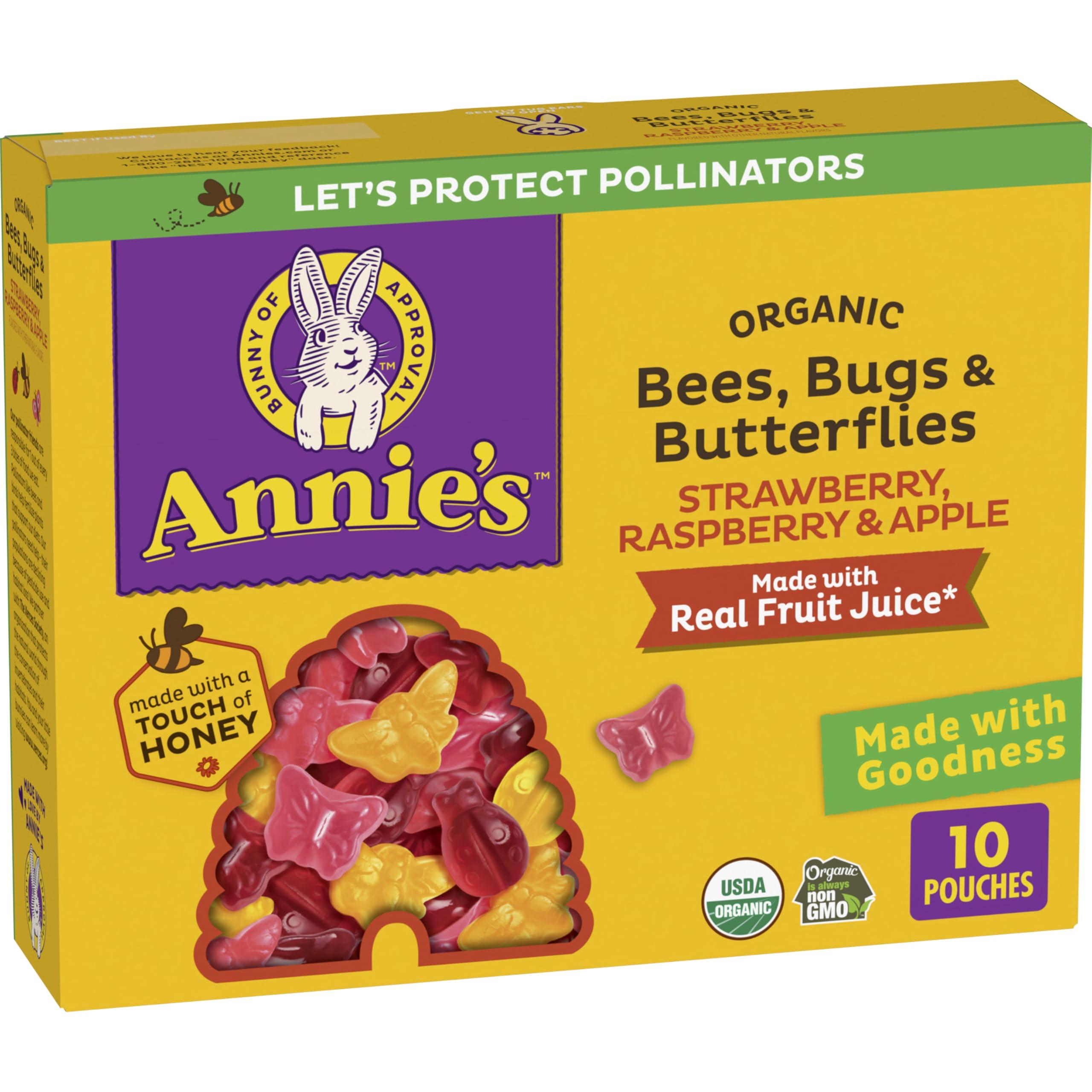Annies Annie\'s Organic Bees, Bugs, and Butterflies Fruit Flavored Snacks, 10 Pouches, 7 oz