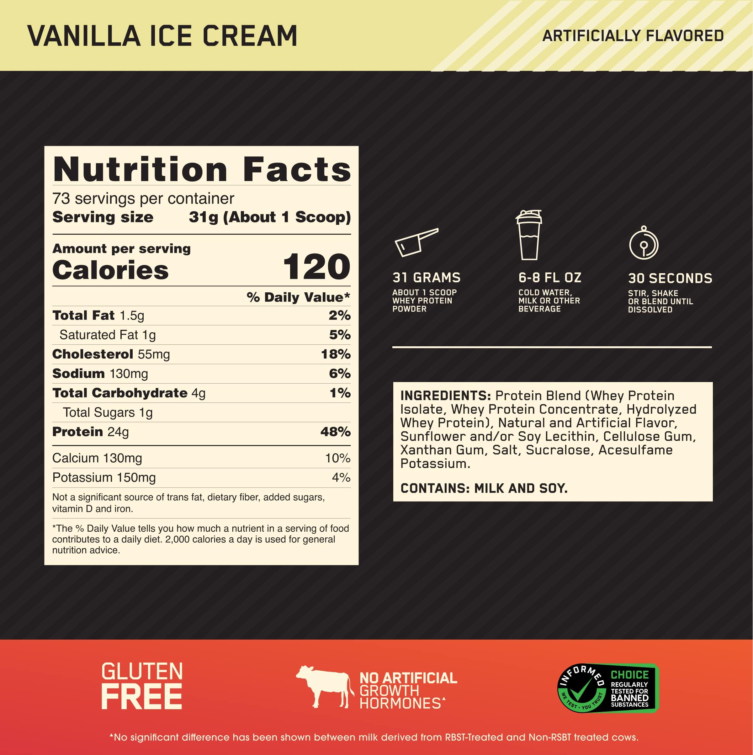 Optimum Nutrition Optimum Nutrition Gold Standard Whey Vanilla Ice Cream - 5 lbs