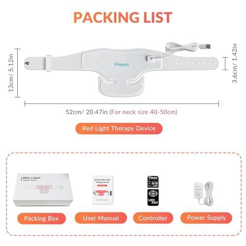 Fimem Fimem Red Light Therapy for Neck Pain Relief, Led Infrared Red Light Therapy Neck, Red Light Therapy Pad for Knee, Foot, at Home Red Light Therapy, Silicone Wearable Therapy Pad Far Infrared Light