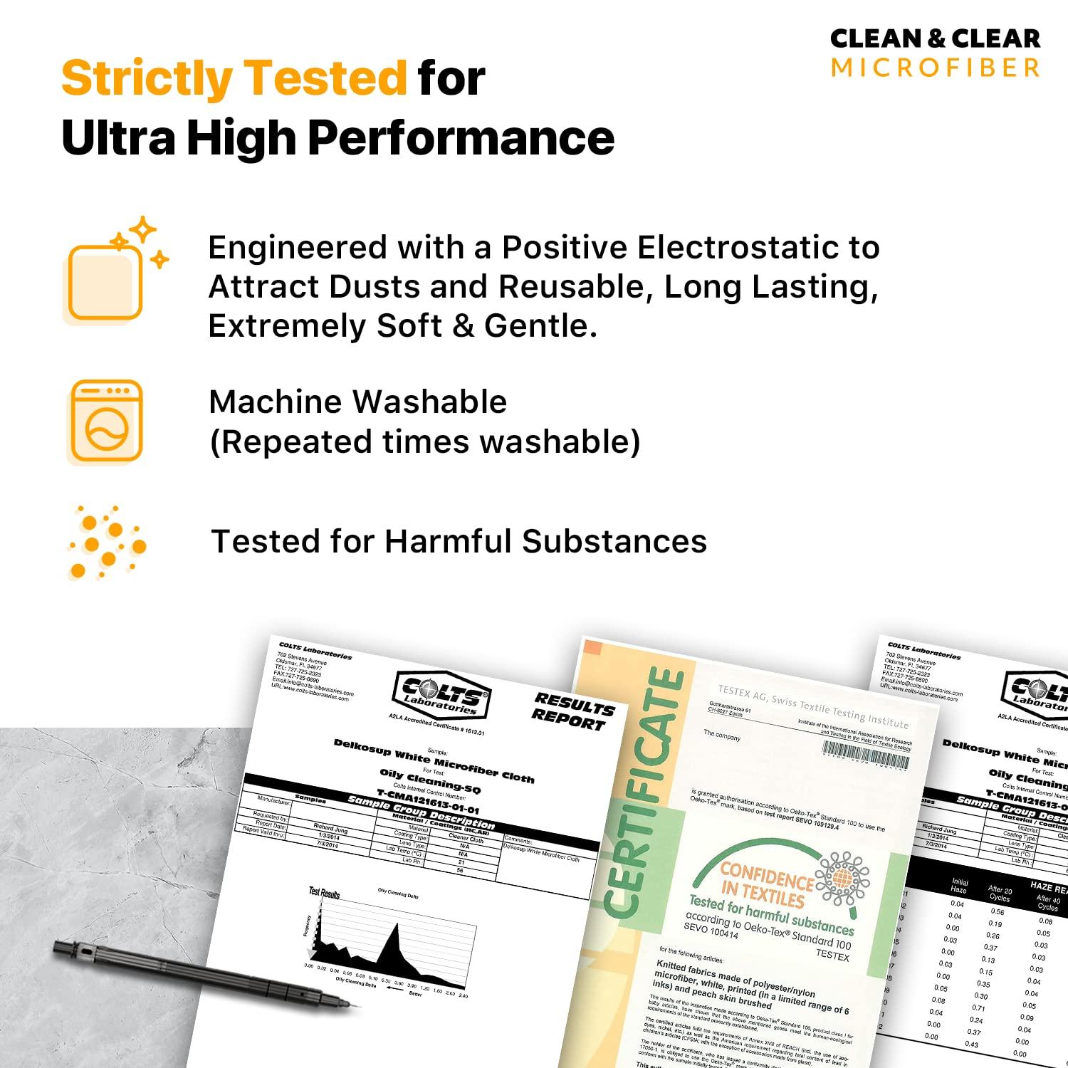 Clean & Clear Microfiber Extra Large [5 Pack] World Best Classic Art Collection - Ultra Premium Quality Clean & Clear Microfiber Cleaning Cloths (Best for Camera Lens, Glasses, Screens, and All Lens.)