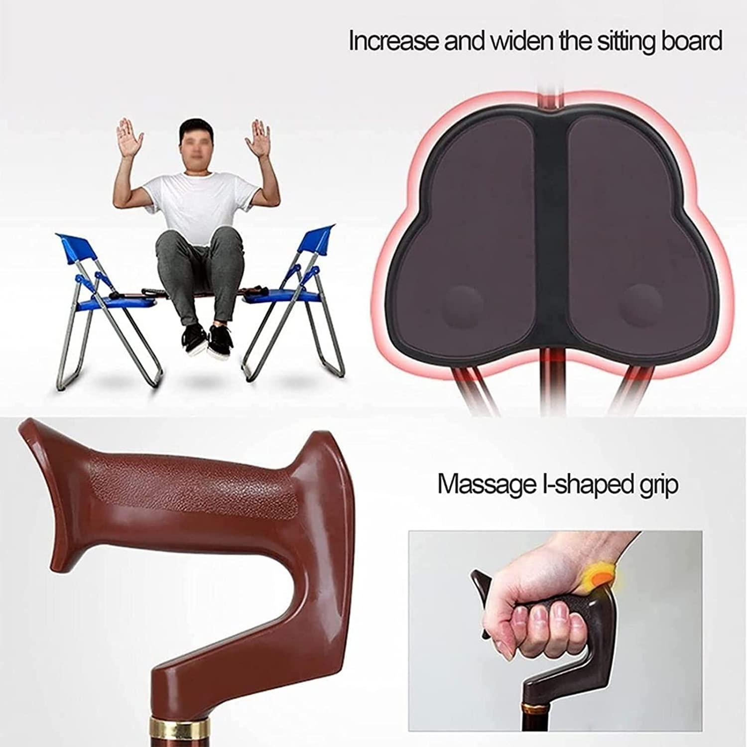 SYALEO SYALEO Crutches Tripod Crutch Chair for Elderly Aluminum Five-Speed Adjustment Walking Stick with Butterfly-Shaped Seat Lightweight Foldable Cane for Walking Load-Bearing 100kg Mobility Aid Cane