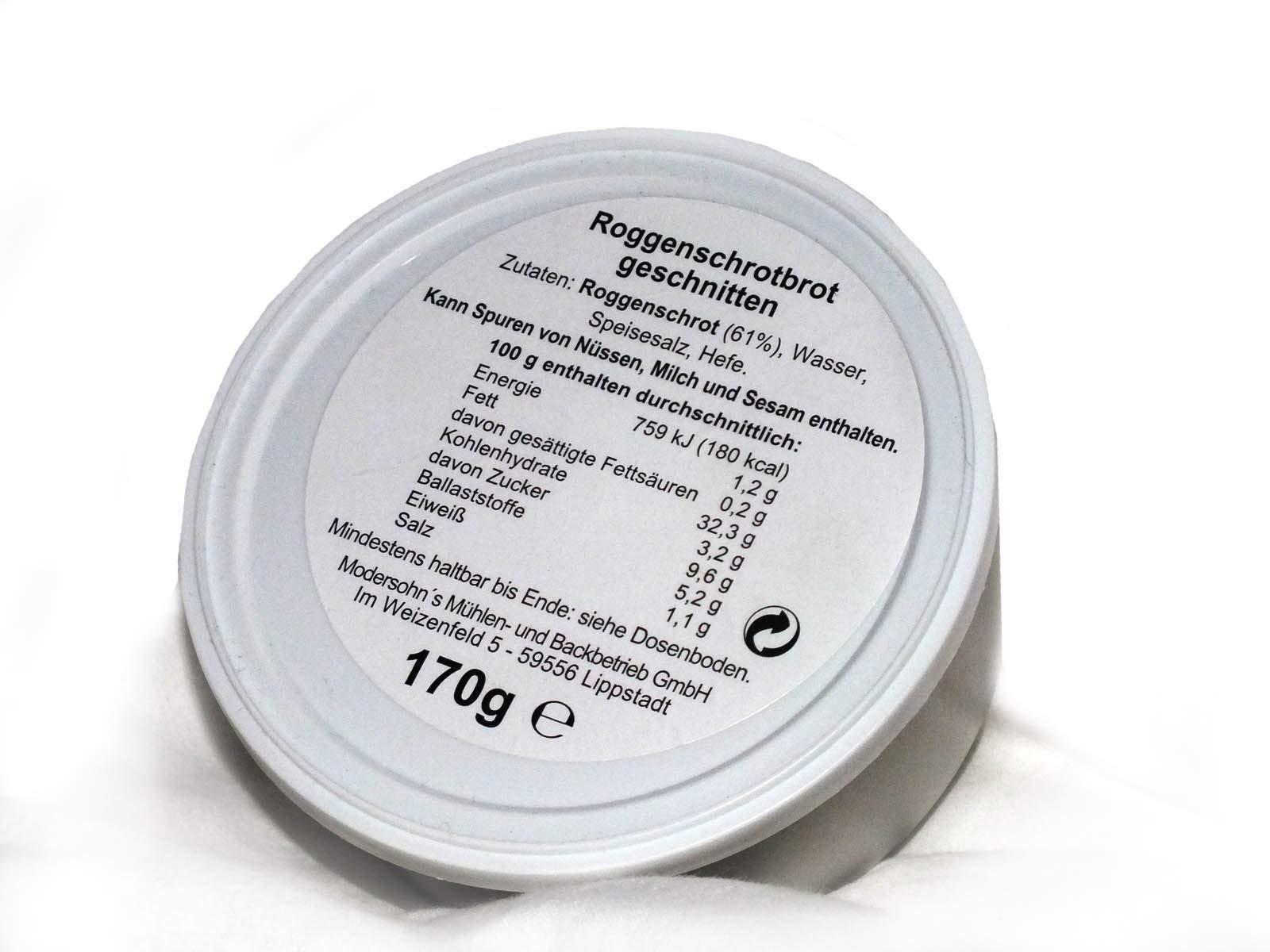 Militar Genuine German army survival food pack Outdoor Bread 170g NATO MRE can canned bread tin Grainy rye flour, sliced (2 cans x 6 oz)