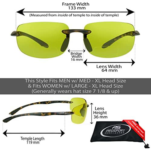 proSPORT proSPORT BIFOCAL Reading Sunglasses +2.25 Grey with Black Frame, HD & Yellow Lens with Tortoise Frame