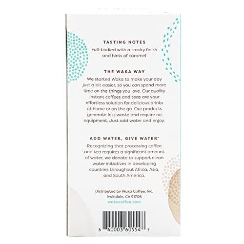 Waka Coffee Waka Premium Instant Dark Roast Coffee (8 Single-Serve Packets) & No Sugar Added Green Tea Powder (200 Cups)