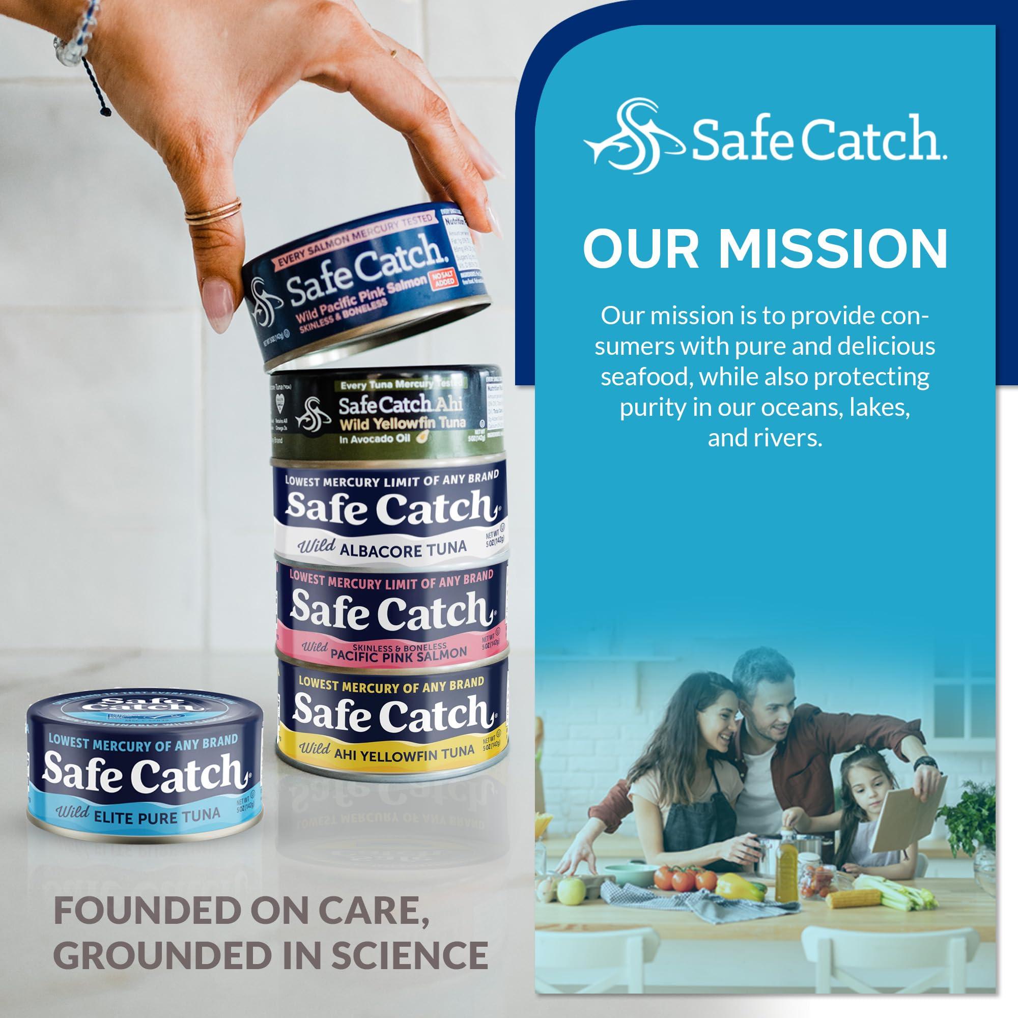 Safe Catch Safe Catch Wild Ahi Yellowfin Tuna Fish Canned, Wild Caught, Lowest Mercury, Lean Protein, Omega 3, Gluten-Free, Kosher, Pack of 6