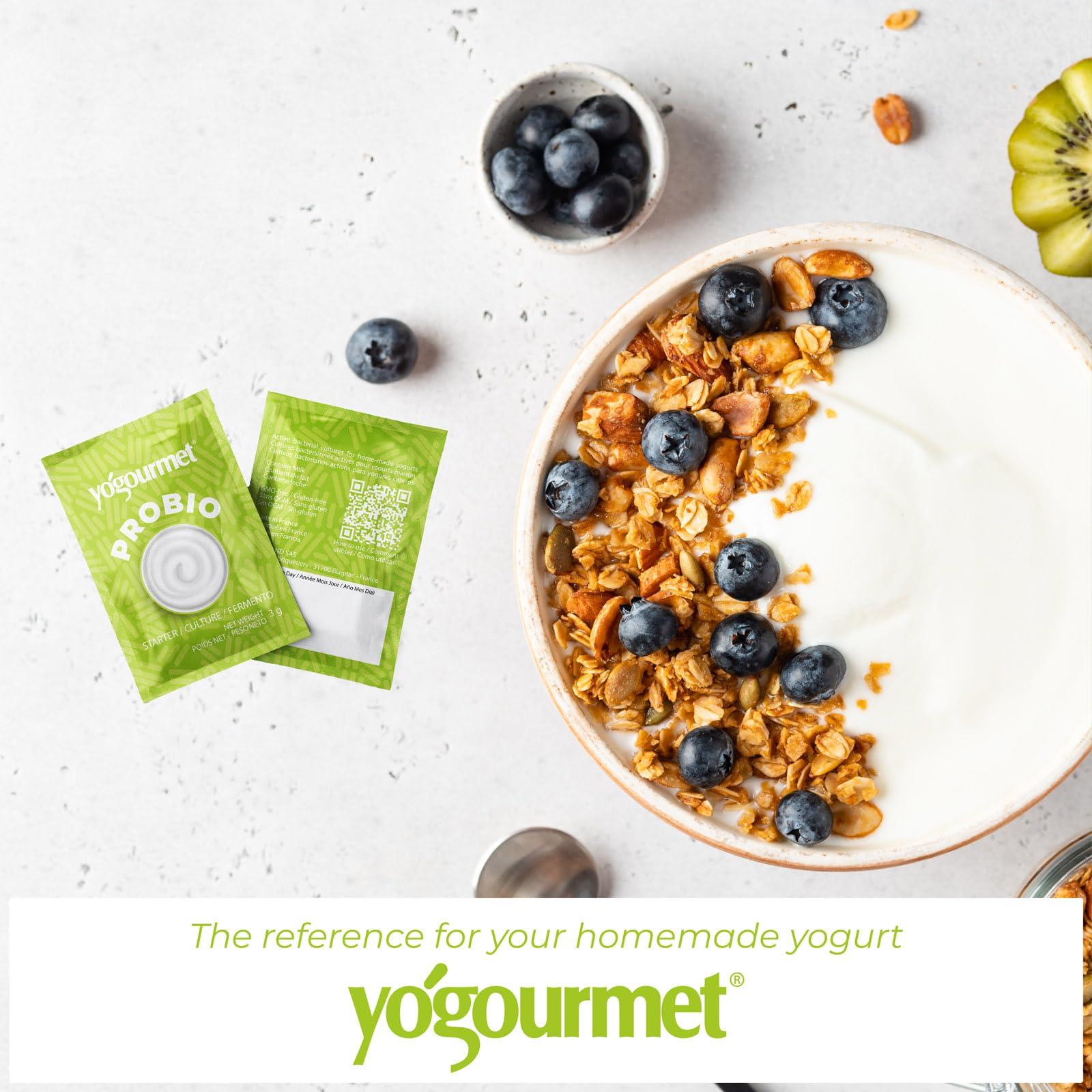 Yogourmet Yogourmet Yogurt Starter With Probiotics (6 Sachets = 6 Quarts of Yogurt) - Make Yogurt at Home - Starter Culture - All Natural, Gluten Free, Kosher, Halal - 3 g Sachets