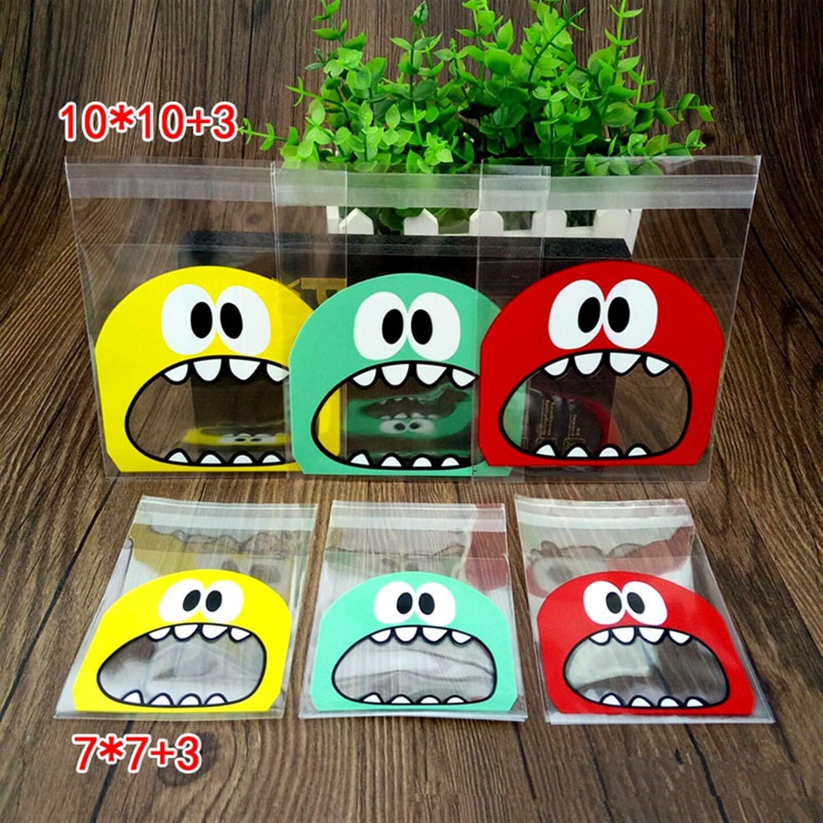 HMLTD Christmas Gifts Boxes Surprise Gift Box 50PCS Cute Cartoon Monster Cookie Candy Self-Adhesive Plastic Bags For Biscuits Snack Baking Package Supplies Christmas Decor Gift Boxes for Presents, Shirt, Ro