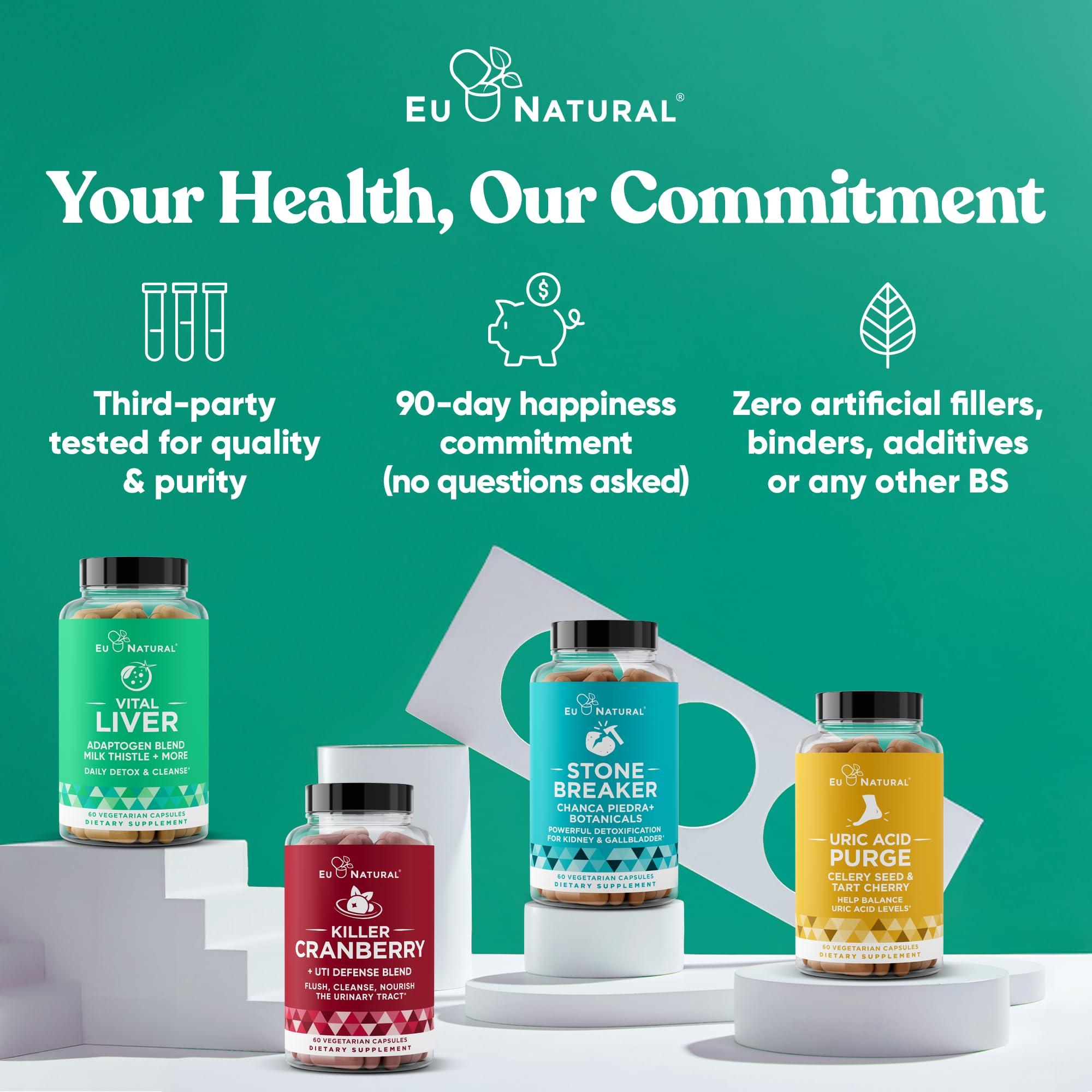 Eu Natural Vital Liver Cleanse Detox & Repair 9-in-1 Liver Support Supplement Milk Thistle, Artichoke Extract, Turmeric, Adaptogens Optimal Liver Function and Digestive Health 60 Vegetarian Soft Capsules
