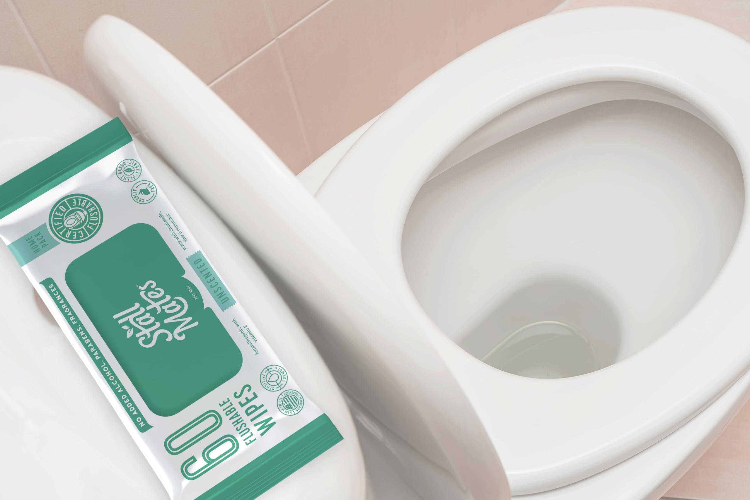 Stall Mates Wipes Stall Mates Wipes: Flushable Wipes | 60-Wipe Home Pack | Hypoallergenic | Unscented with Vitamin-E & Aloe | (4 Pack - 240 Wipes Total)