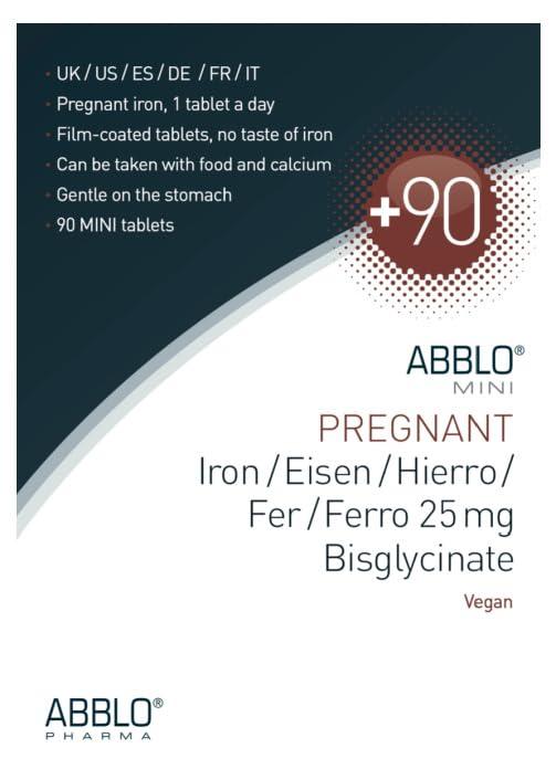 ABBLO PHARMA Prenatal & Pregnant Iron - 1 Tablet a Day - Very Gentle - Very Small - Bisglycinate - Take it with Breakfast