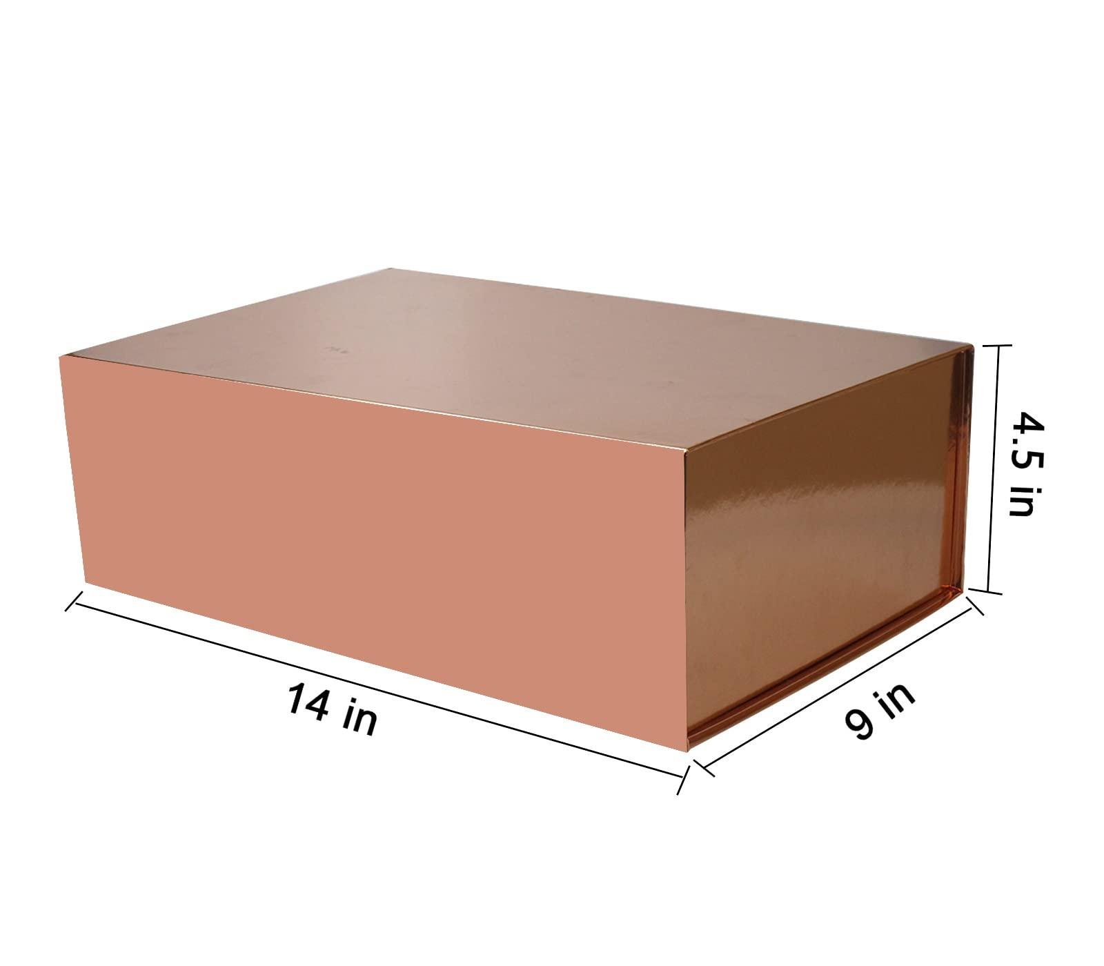 YINUOYOUJIA YINUOYOUJIA Gift Boxes with Lid,14\"x9\"x4.5\" Magnetic Gift Box with Ribbon,Cards and Envelopes for Presents,Great for Wedding,Birthdays,Crafting,Gift Packaging (Rose gold)