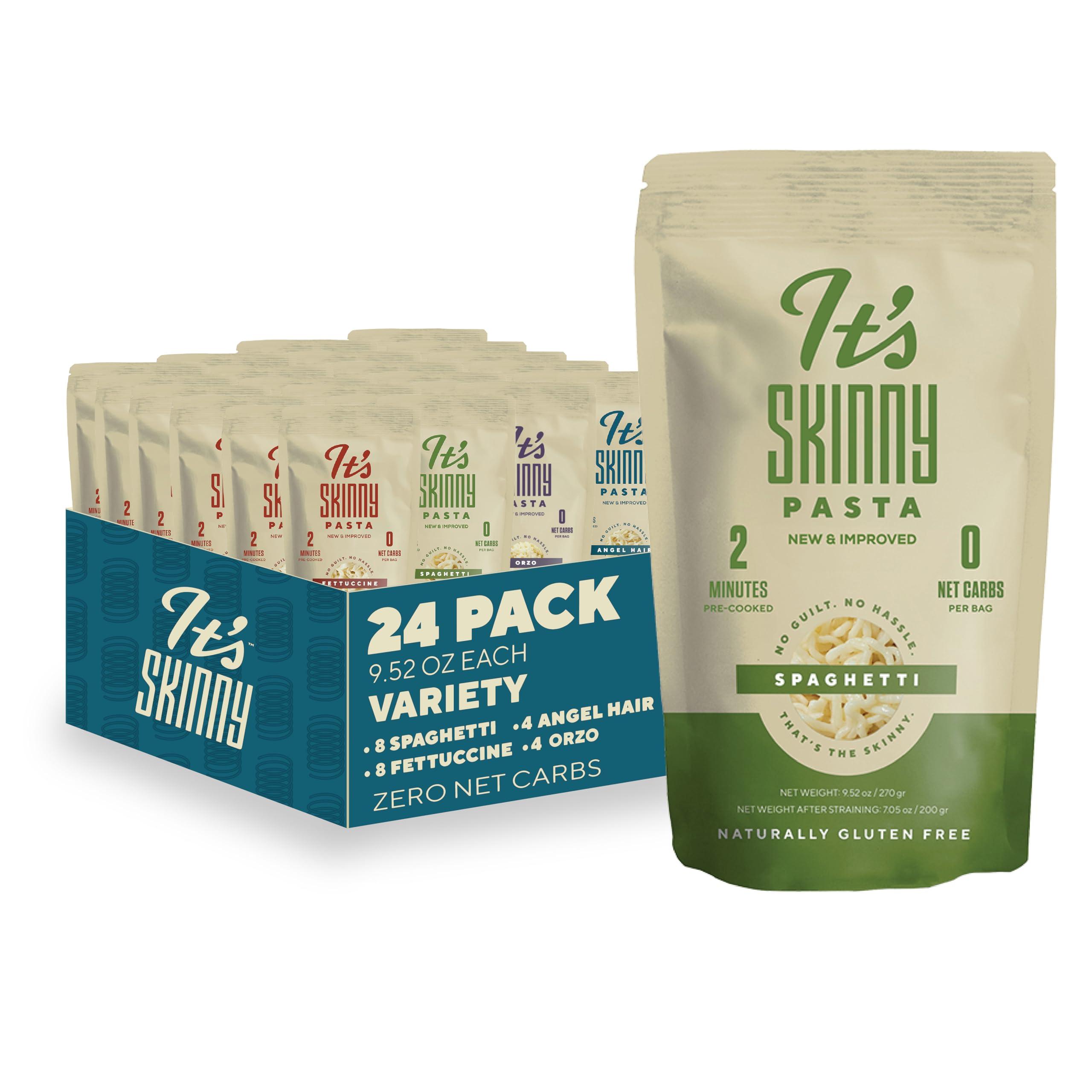 It's Skinny Its Skinny Pasta Variety Pack - Pre-cooked Low Carb Pasta, Konjac Shirataki Noodles, Gluten Free Pasta, Vegan and Keto-Friendly (24-pack)