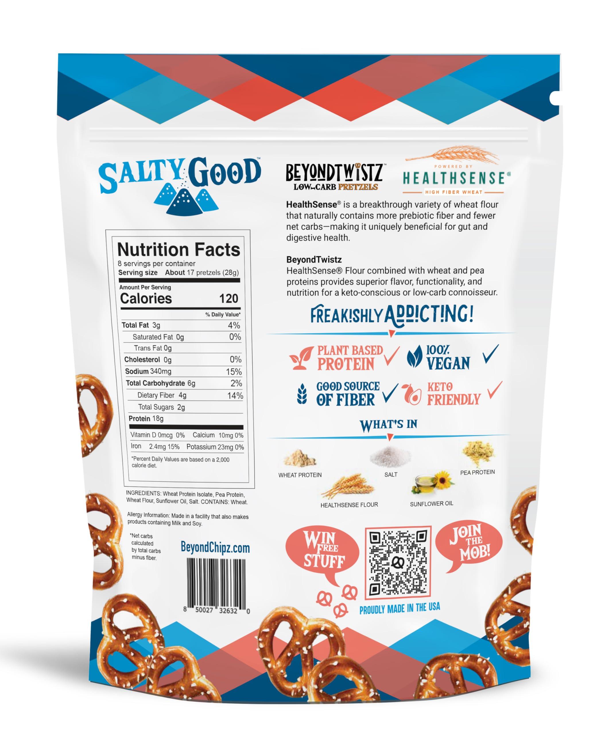 BeyondChipz BeyondTwistz Low Carb Pretzels, Ultimate Sampler Pack, Keto Friendly, 2g Net Carbs, 18g Protein, Powered By HealthSense High Fiber Wheat Flour, Family Size 8oz Bag, Pack of 4