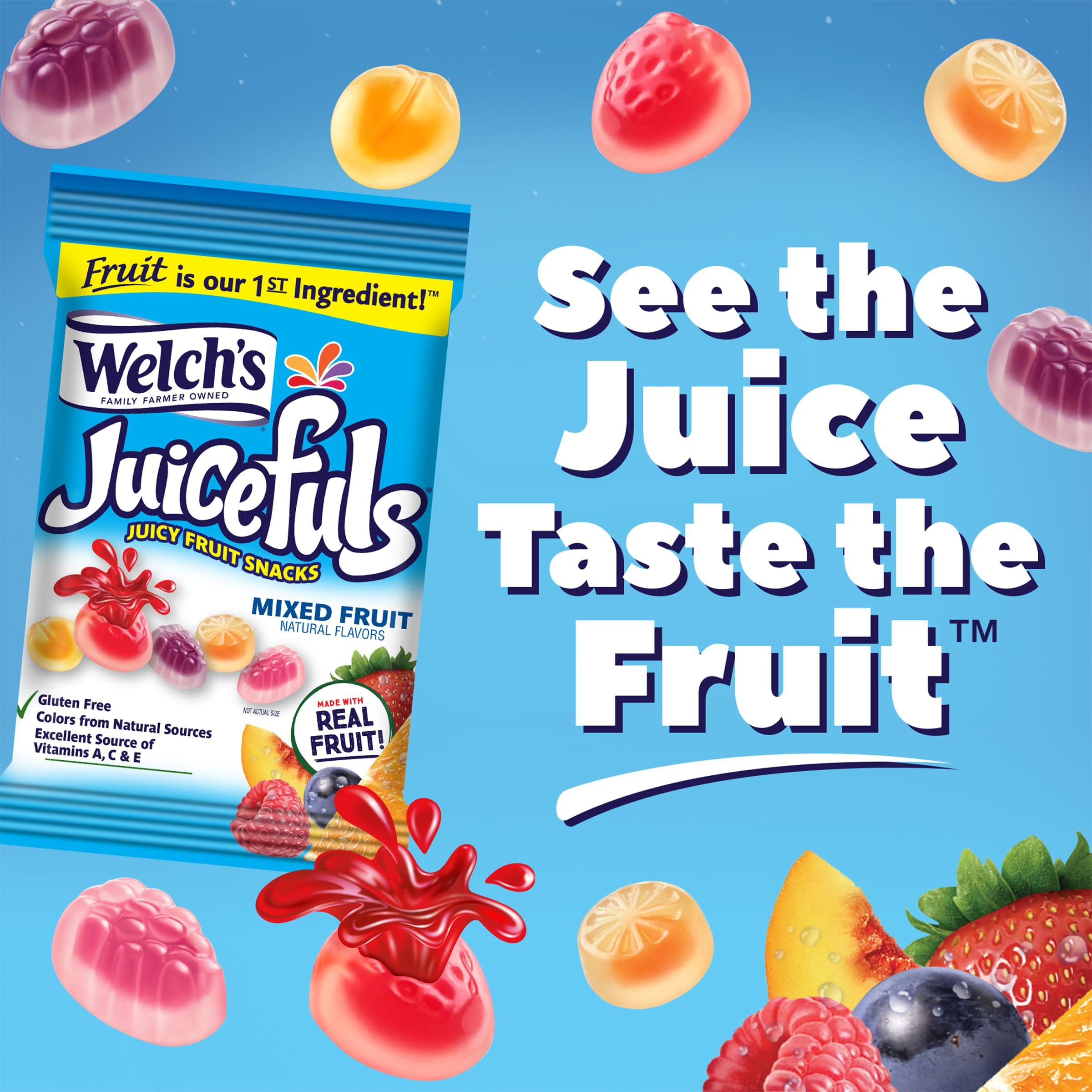 Welch\'s Welch\'s Juicefuls Juicy Fruit Snacks, Mixed Fruit, Fruit Gushers, Gluten Free, 4 Oz Sharing Size Bags (Pack of 3)