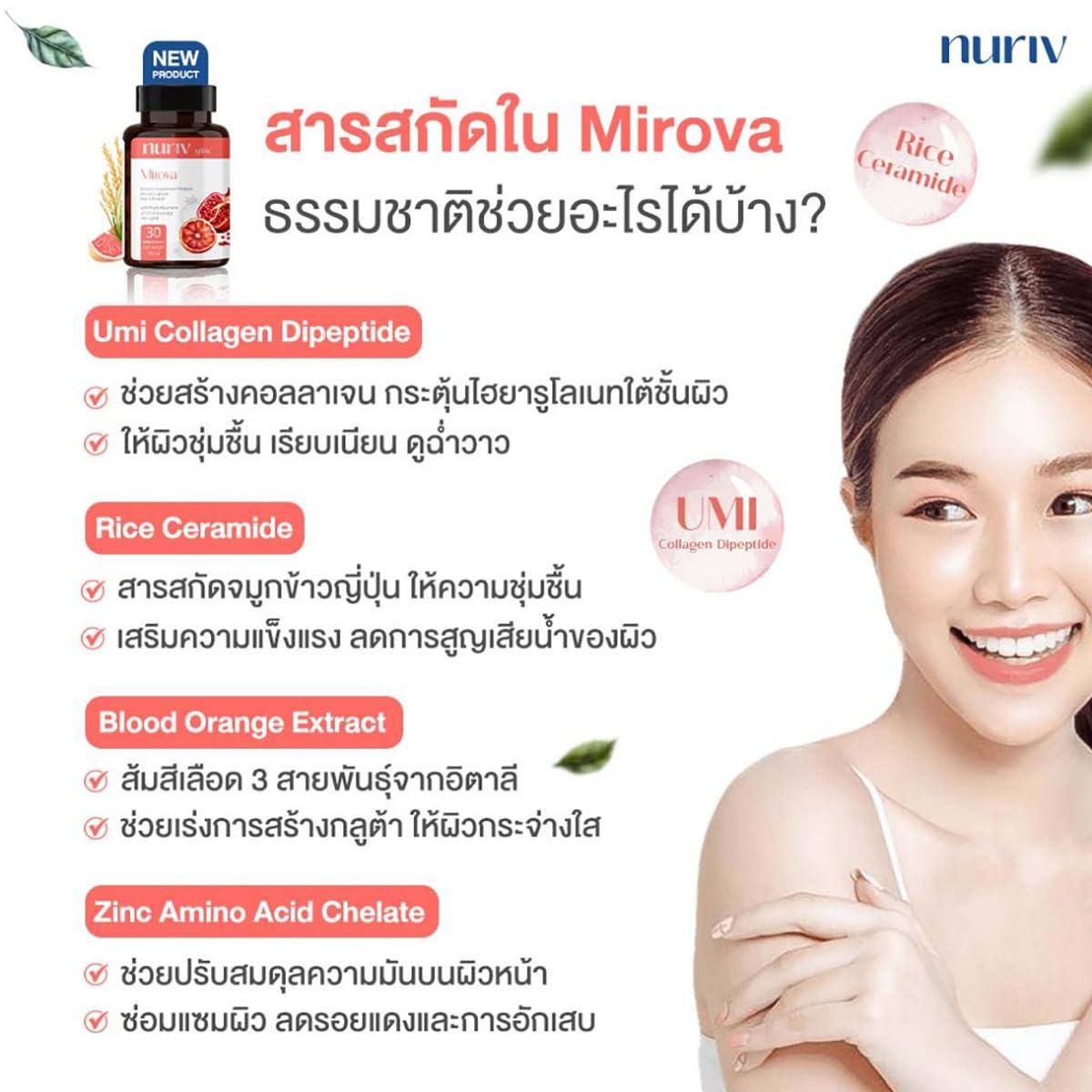 NurivMirova Generic 30Capsules/Bottle Nuriv Mirova Collagen Japan Italy Moisturized Smooth Soft Skin Set 12 No0617899569 by Beautygoodshop [Get Free for You Beauty Gifts], Large Normal, White