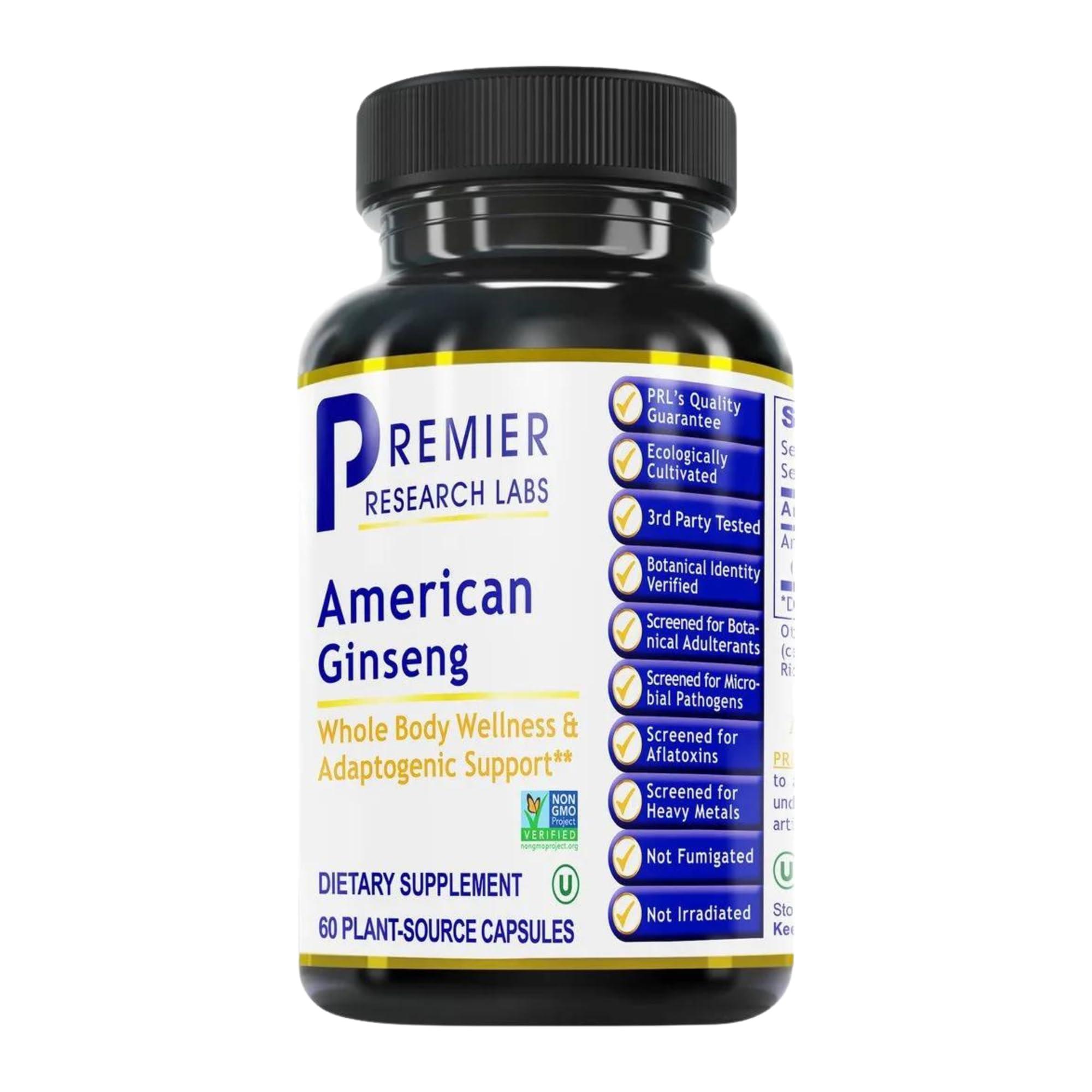 Premier Research Labs Premier Research Labs American Ginseng Supplement - American Ginseng Capsules, Herbal Ginseng Root Pills, North American Ginseng Herb Extract, Calming Energy Supplement - 60 Plant-Based Capsules