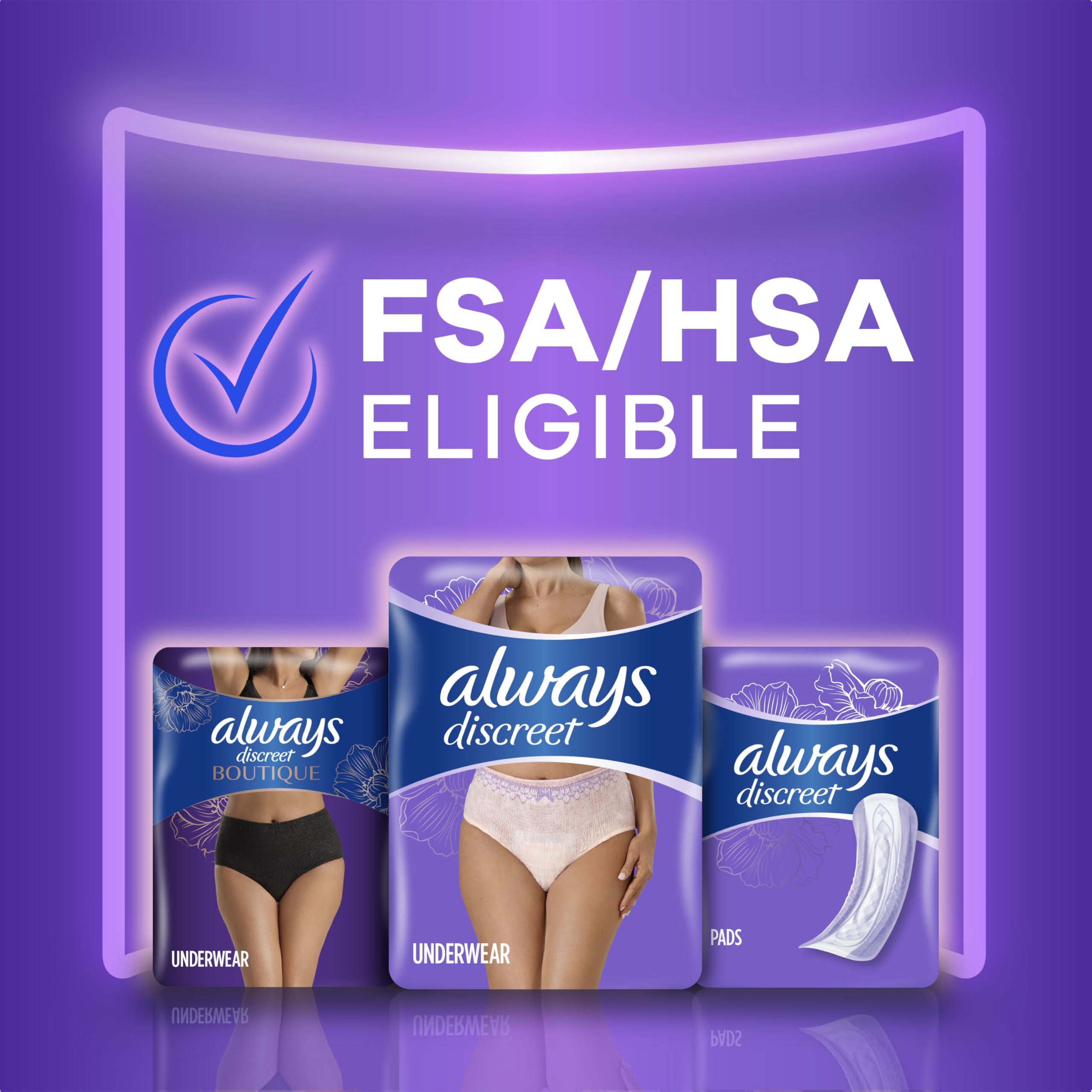 Always Discreet Always Discreet Adult Incontinence & Postpartum Underwear For Women, Classic Cut, Size X-Large, Maximum Absorbency, Disposable, 15 Count (Pack of 1) (Packaging May Vary)