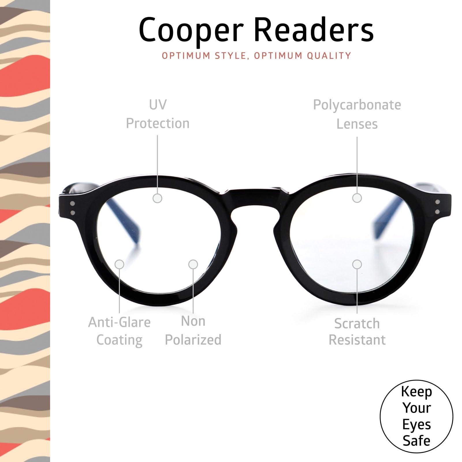 OPTIMUM OPTICAL OPTIMUM OPTICAL Readers Glasses Spring-Mounted Hinges Scratch-Resistant Lenses Round Frame Reading Glasses For Men and Women -Cooper, 3.0 x
