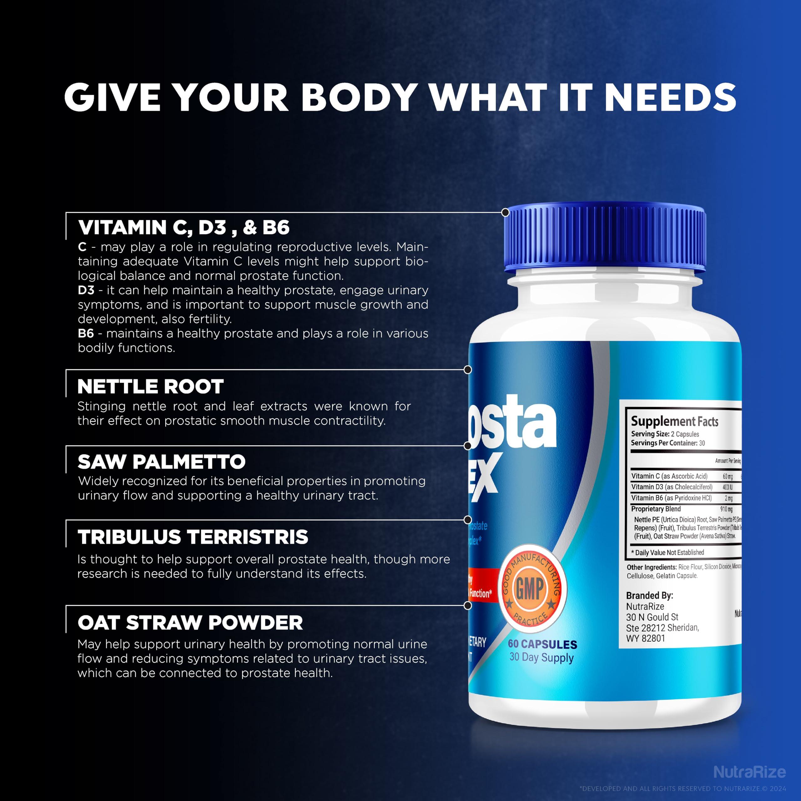 NutraRize NutraRize Prosta Plex, ProstaPlex All Natural Supplement to Support Prostate Heath, Official Formula to Regain Control & Support Overall Wellness, Prosta Plex Plus Reviews (60 Capsules)