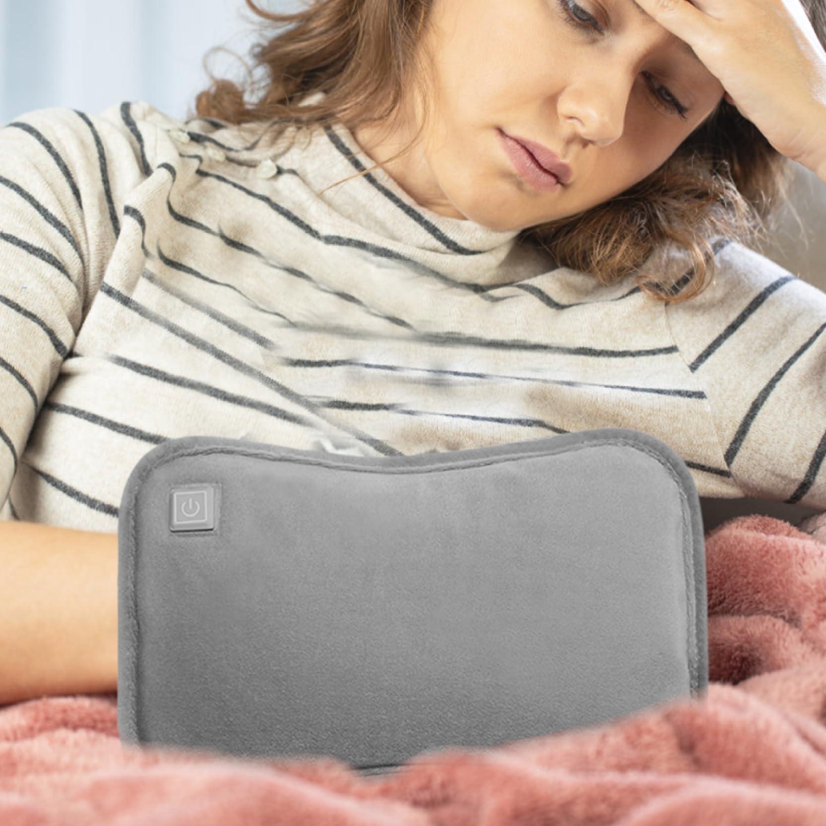 Generic Hot Water Bottles, Electric Hot Water Bottle with Flannel Cover 3 Heat Settings Foldable USB Rechargeable Hot Water Bag Washable Bed Warmer Automatic Power-Off