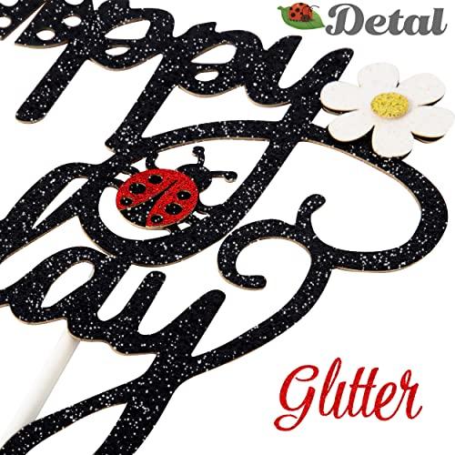 iPartyFun Ladybug Happy Birthday Cake Topper Little Ladybug Party Decoration Ladybug Daisy Cake Topper for Ladybug Theme Birthday Party Baby Shower Supplies