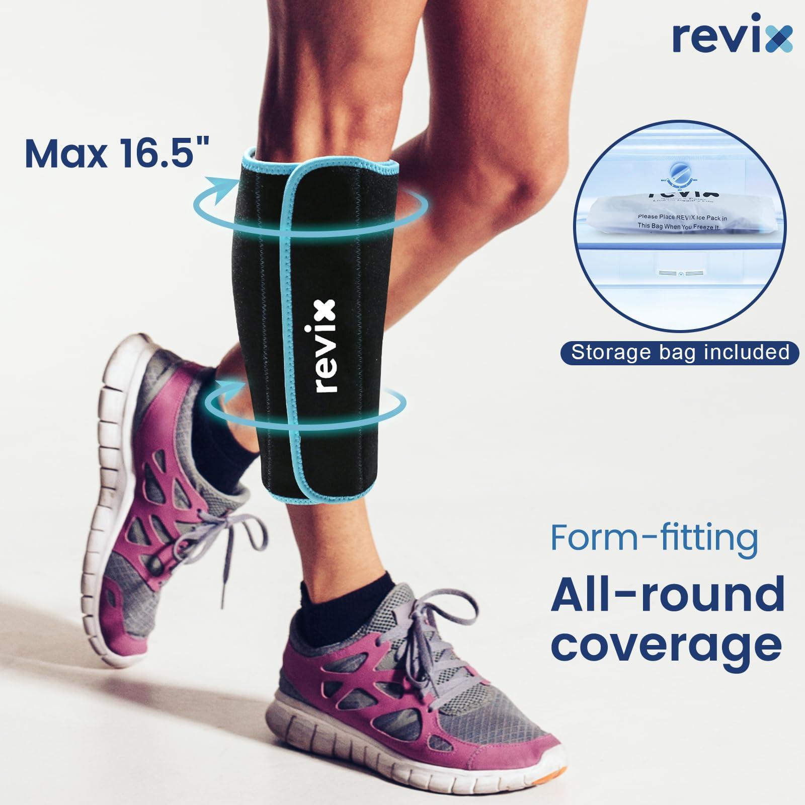 REVIX REVIX Calf and Shin Ice Packs, Reusable Leg Cold Packs for Shin Discomfort Relief, Cold Compression Brace for Leg, Elbow, Knee Post-Workout Recovery and Support, Set of 2