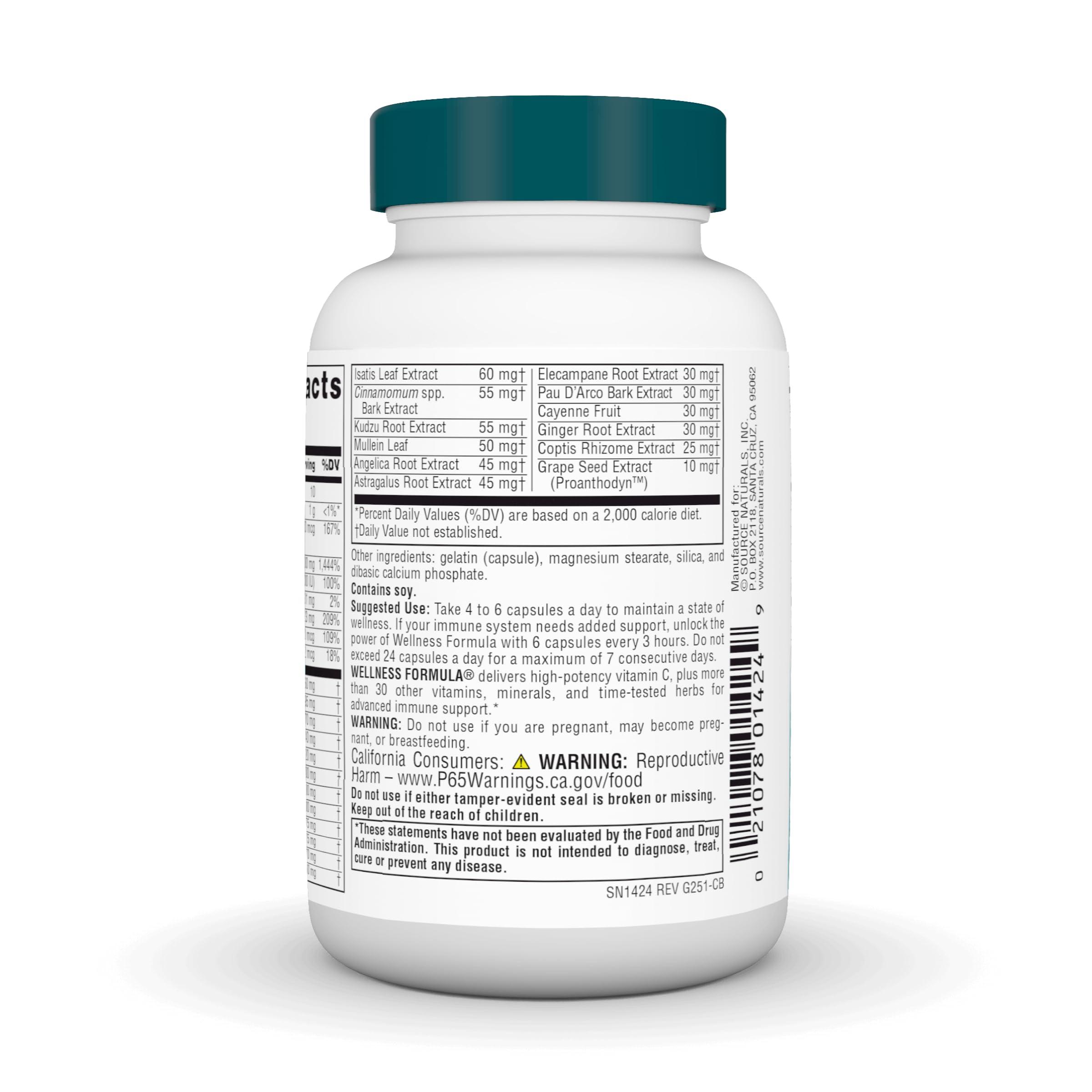 Source Naturals Source Naturals Wellness Formula Bio-Aligned Vitamins & Herbal Defense for Immune System Support - Dietary Supplement & Immunity Booster - 60 Capsules