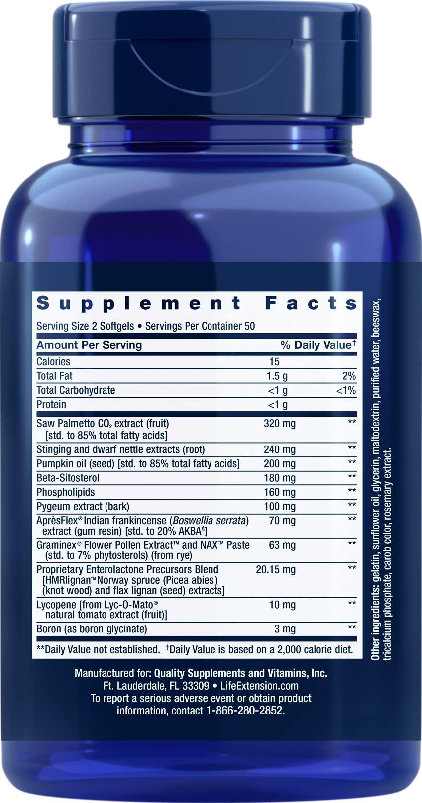 Life Extension Life Extension Ultra Prostate Formula, 100 Softgels, Natural Supplement for Men