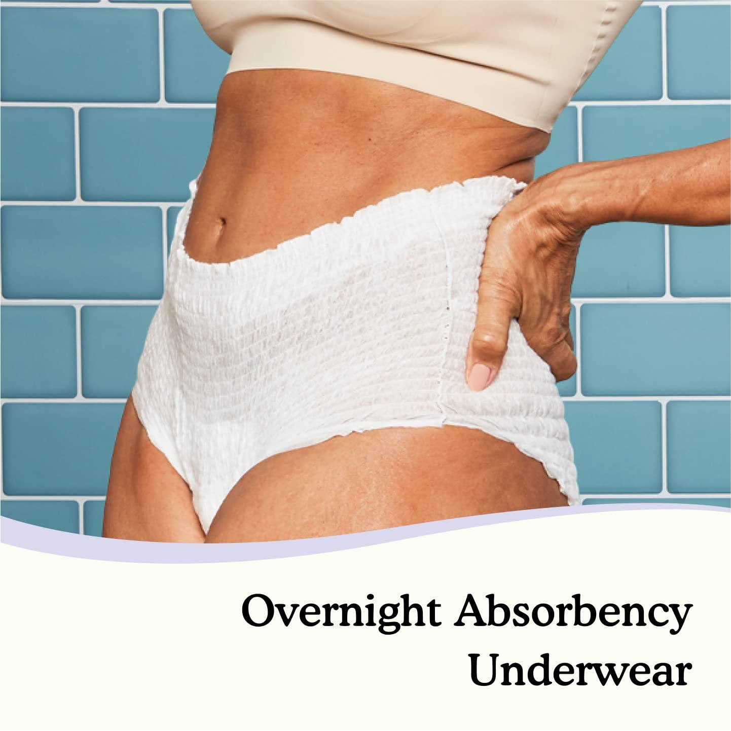 Because Because Overnight Absorbency Pull Ups - Adult Disposable Incontinence Underwear, Extra Absorbent Nighttime Pull Ups for Men and Women, White, XLarge, 20 Count