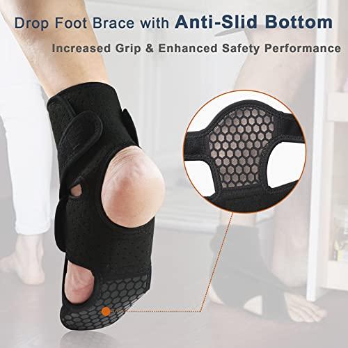 JOMECA JOMECA Upgraded Drop Foot Brace for Walking with Shoes - Dual Forefoot Support Plates Adjustable Soft AFO, Foot Drop, TBI, ALS, MS, Bone Fracture, Fits Women & Men (Right, S/M)