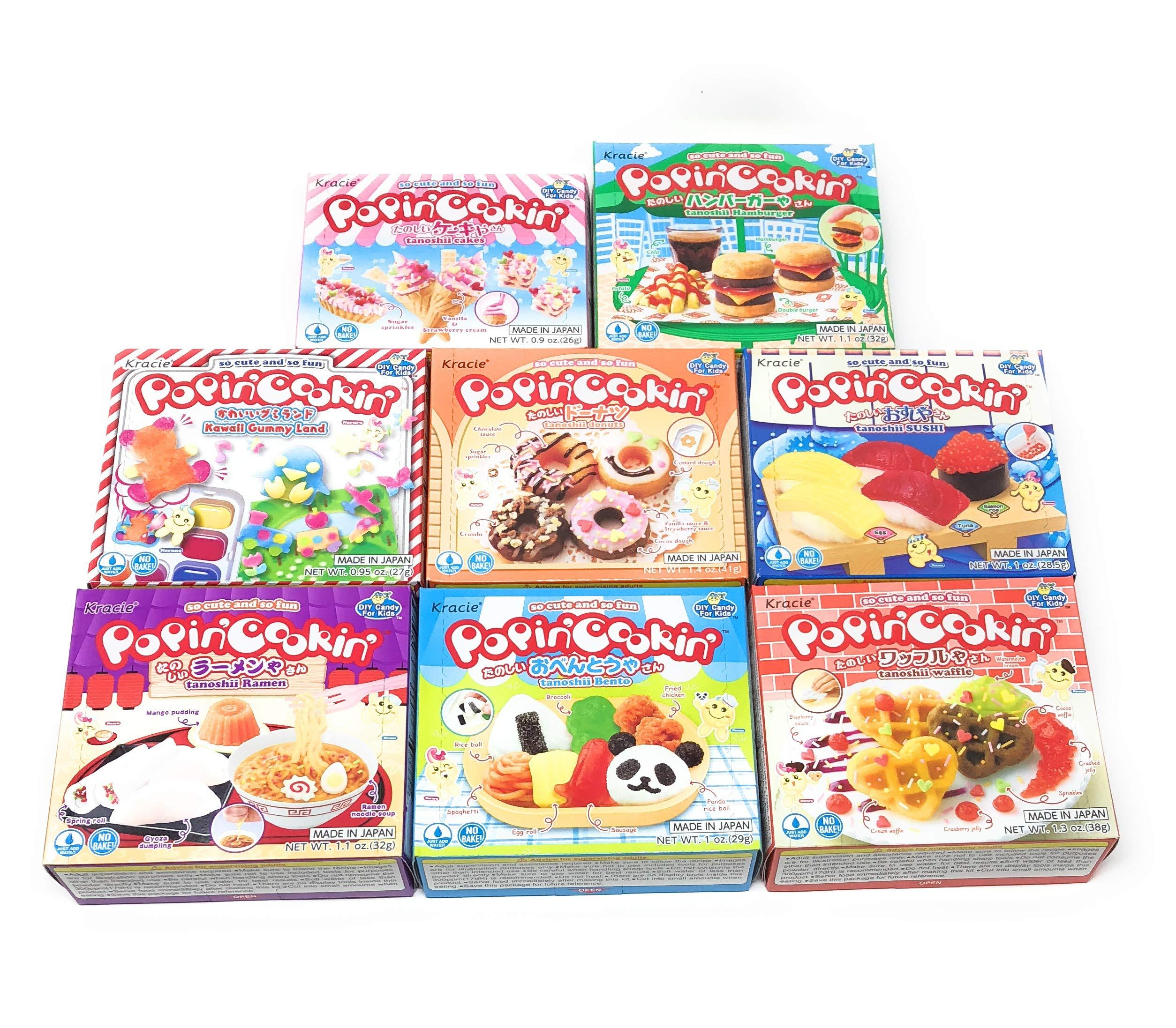 Fusion Select Popin’ Cookin Diy Candy Kit (8 Pack Varieties) - Tanoshii Bento, Ramen and Waffle, Cakes, Sushi and Donuts, Hamburger, and Kawaii Gummy Land in Fusion Select Gift Box