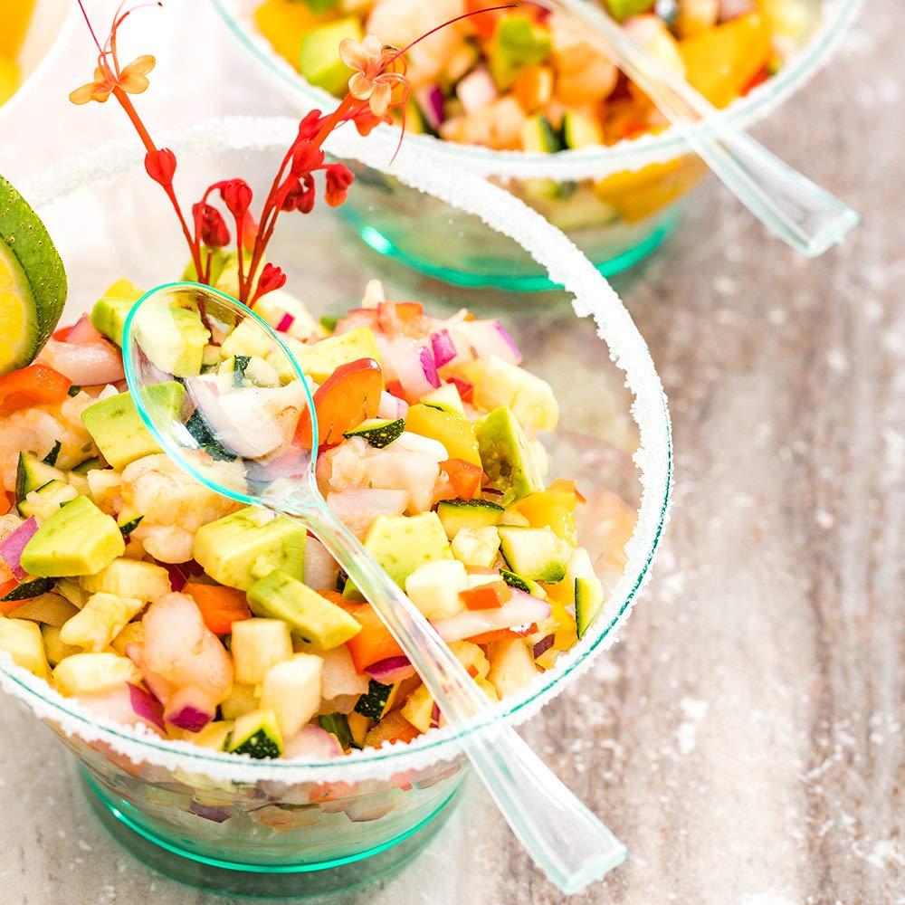 Restaurantware Restaurantware 4 Inch Mini Spoons 500 Disposable Tiny Spoons - Heavy-Duty Pair With Appetizers or Desserts Seagreen Plastic Sample Spoons For Parties Weddings Or Catering