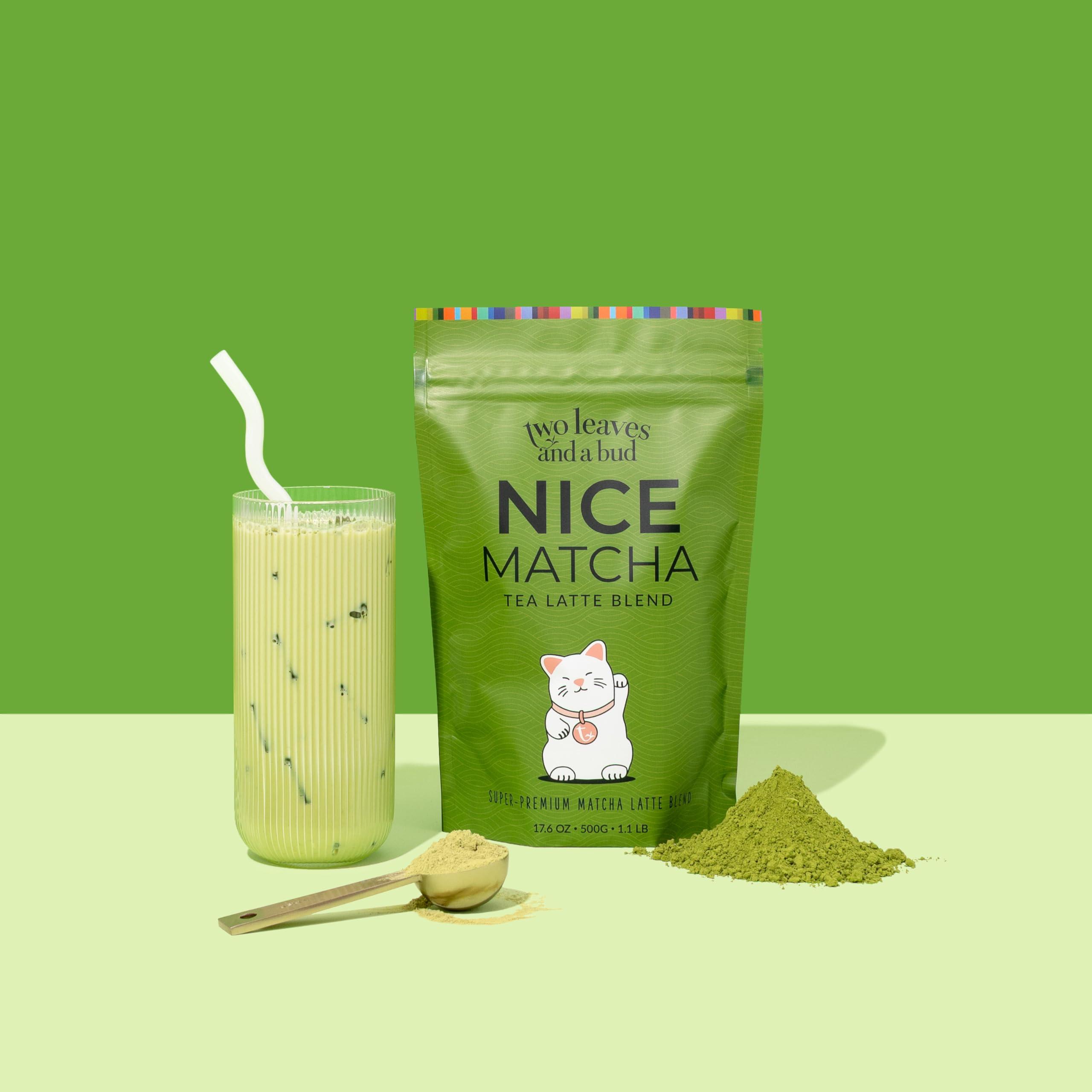 Two Leaves and a Bud Two Leaves and a Bud Nice Matcha Sweetened Latte Blend, Japanese Matcha Latte Powder, Matcha Green Tea Powder, 1 Resealable Bag, 1.1lb (500g)