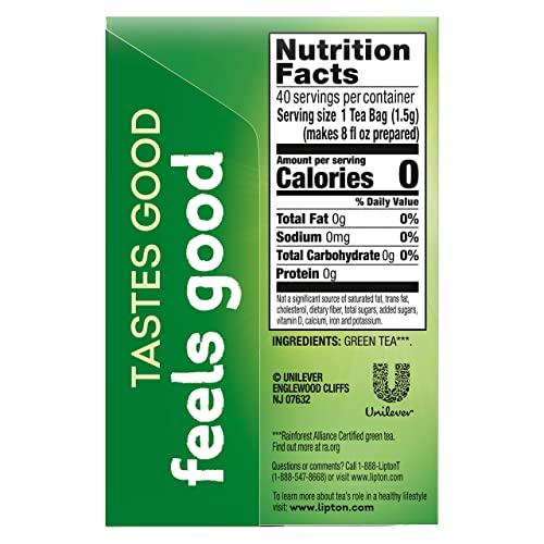 Lipton Lipton Green Tea Bags, Unsweetened Iced or Hot Tea Bags, 240 Total Tea Bags (40ct - Pack of 6)