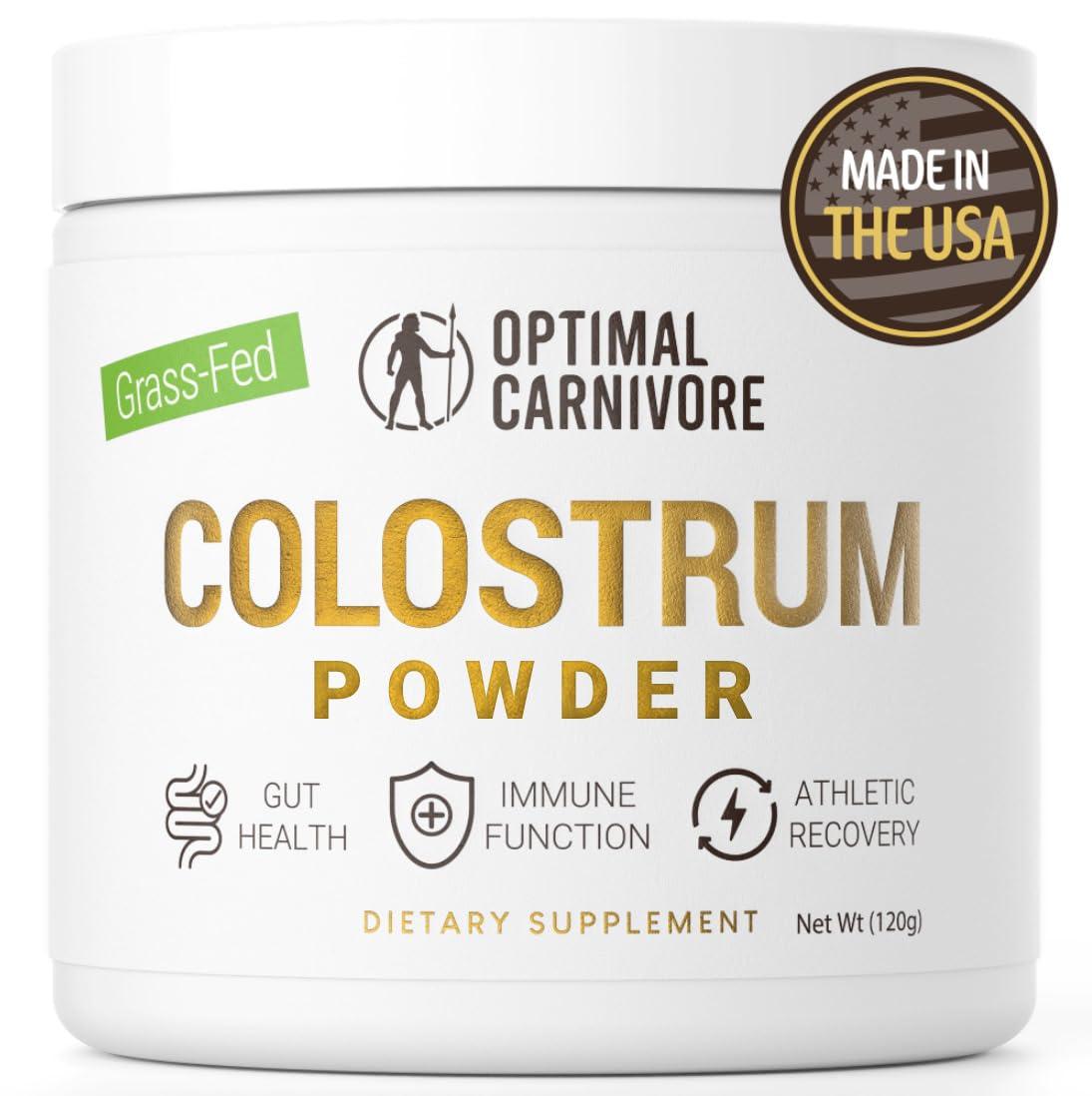 Optimal Carnivore Grass Fed Colostrum Powder, Unflavored Bovine Colostrum for Humans, Colostrum Supplement Powder for Gut Health, Immune Support & Muscle Recovery, 120 grams, Colostrum Powder Grass Fed