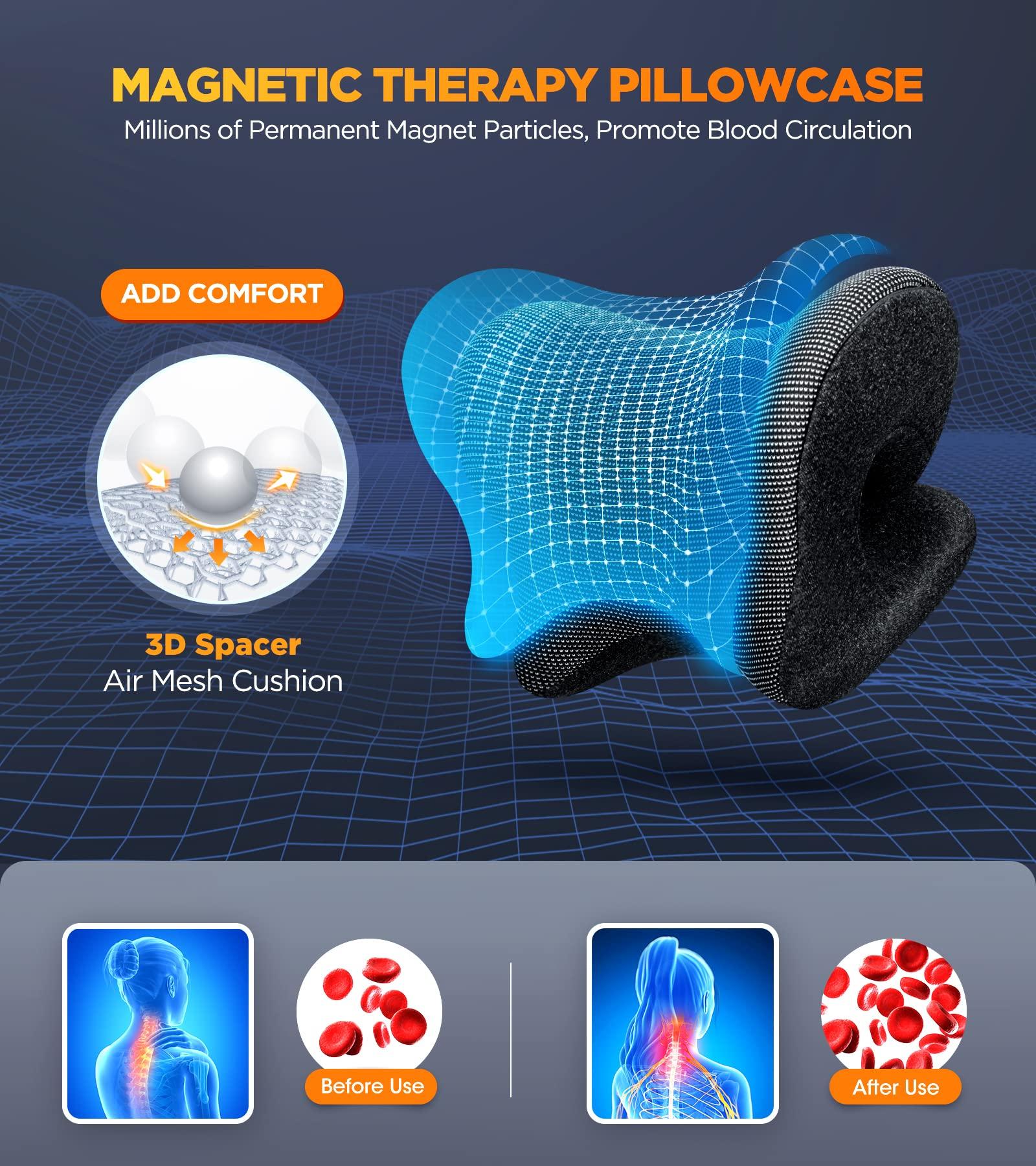 TINHIN Tinhin 3S Heated Neck Stretcher for 9X Pain Relief, 3X Larger Graphene Heating Area w/Magnetic Therapy Case, Cervical Traction Device Pillow, Neck and Shoulder Relaxer Support for TMJ Spine Alignment