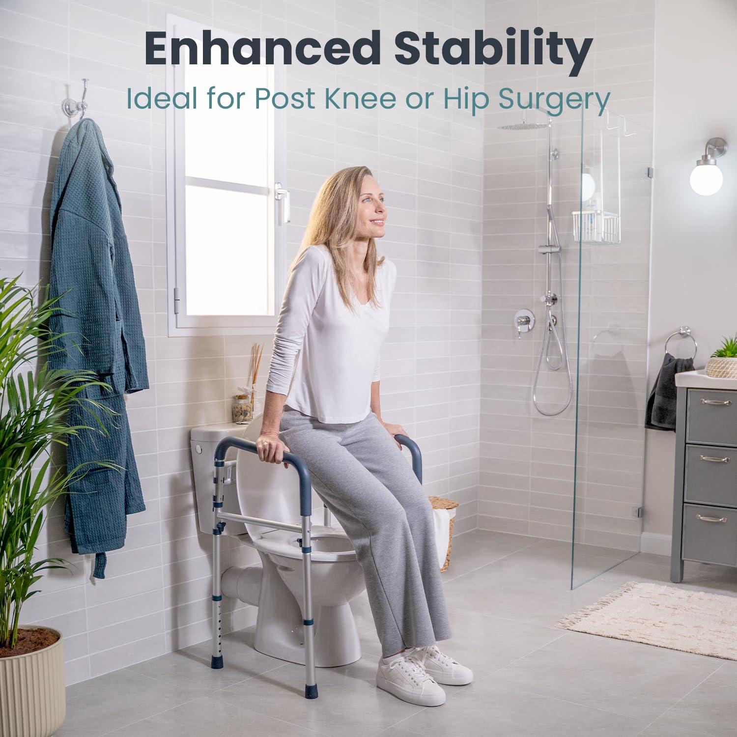 PELEGON FSA/HSA Eligible - Toilet Safety Rails (350 lb) - Adjustable Toilet Safety Frame & Rails, Toilet Safety Rail for Elderly Adults, Toilet Handles for Seniors, Toilet Bars for Elderly & Handicap
