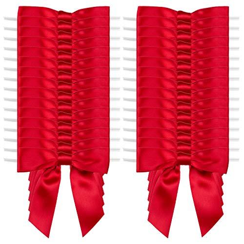 7Rainbows 7Rainbows 30pcs Boutique 3.5\" Red Satin Ribbon Twist Tie Bows for Tying Up Packages Gift Wrapping
