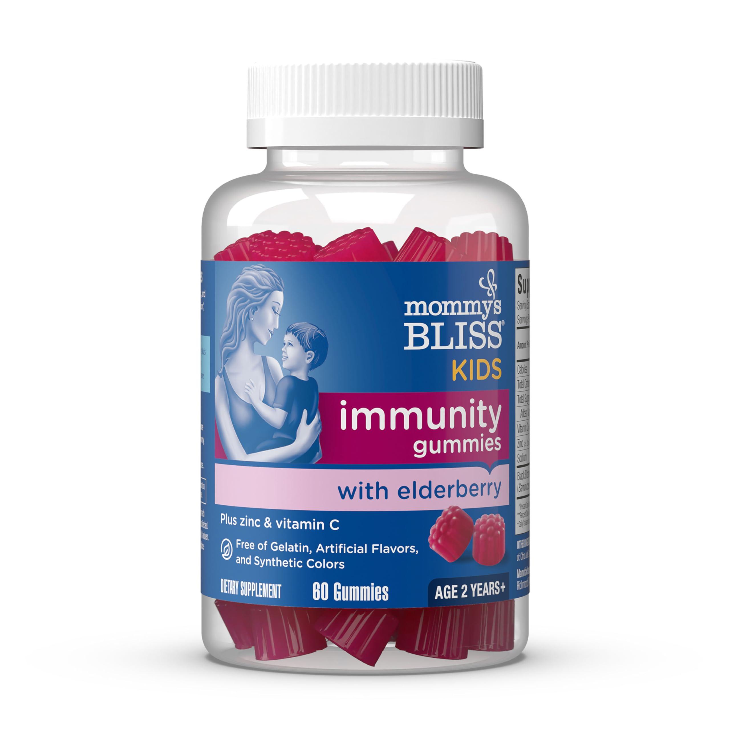 Mommy's Bliss Mommy\'s Bliss Kids Elderberry Gummies, Supports Immunity with Black Elderberry, Zinc & Vitamin C, Gluten Free & Vegan, Age 2 Years+ (60 Count)