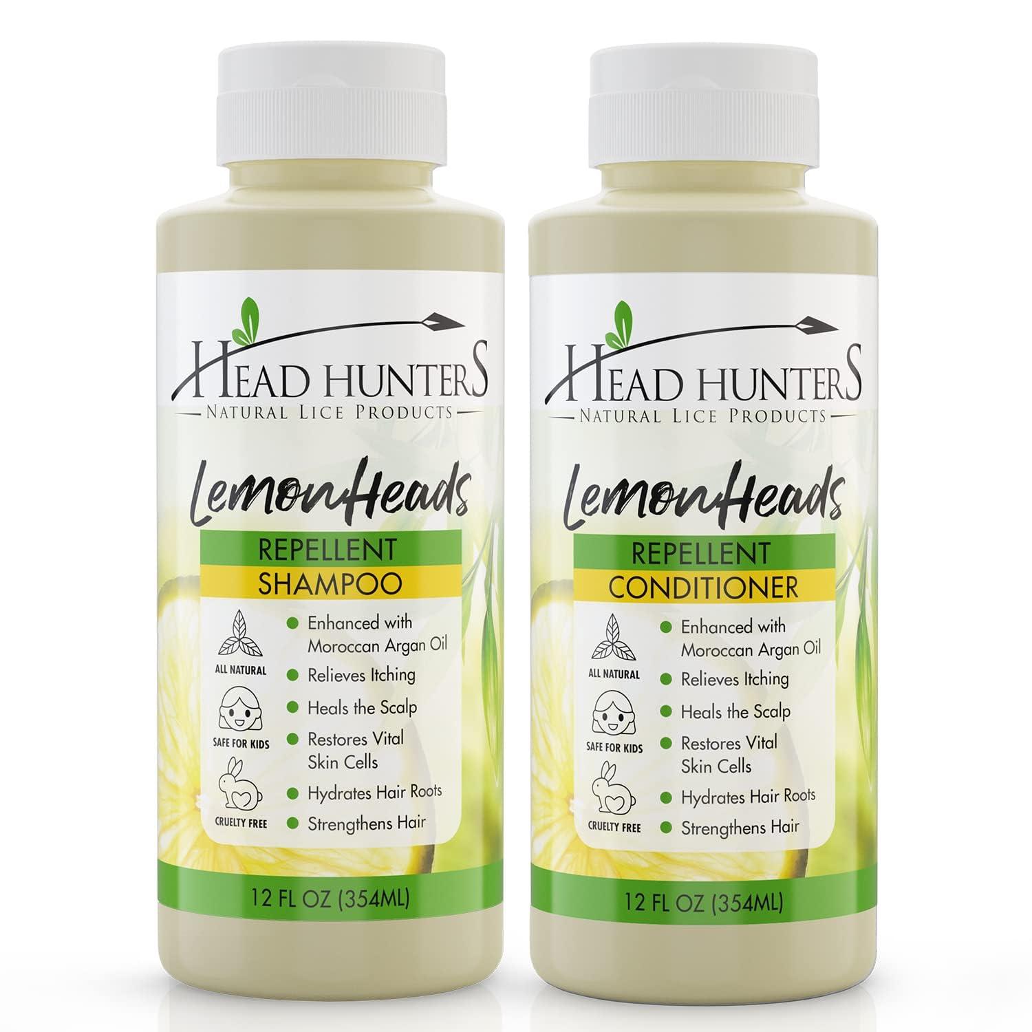 Head Hunters Natural Lice Products Lemon Heads Natural Lice Prevention Shampoo and Conditioner - Safe for Kids and Adults, 12 Ounce