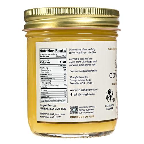 THE GHEE CO. The Ghee Co, Grass fed Ghee, 8 oz, Non GMO,Kosher and Halal, Paleo & Keto friendly, Lactose & Casein Free, Made homestyle, Glass jar