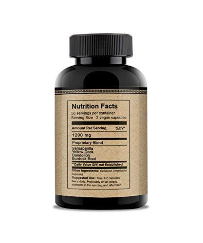 Vines Yard Vines Yard Iron Supplements | Natural Herbal Iron Pills | Organic Sarsaparilla, Dandelion, Burdock Root & Yellowdock Capsules 1200mg | 100 Pack