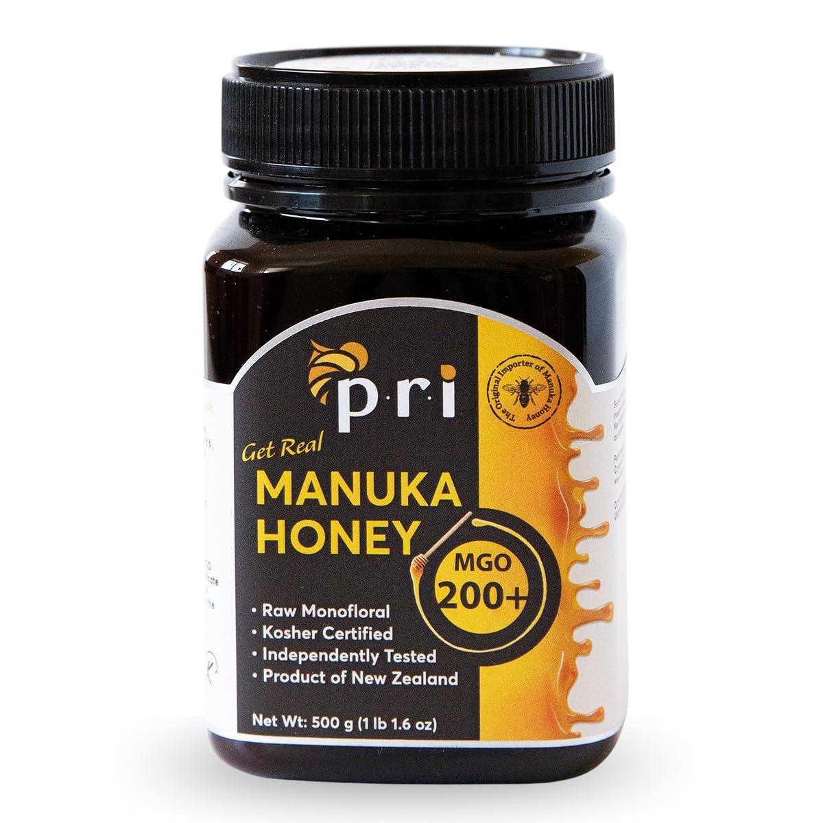 PRI PACIFIC RESOURCES INTERNATIONAL THE ESSENCE OF PRI Manuka Honey, Certified MGO 200+, Raw New Zealand Manuka Honey, 500g Jar