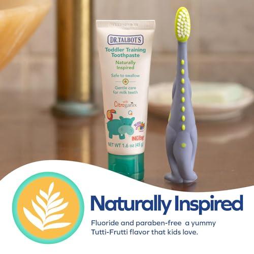 Dr. Talbot\'s Dr. Talbot\'s Toddler Training Toothbrush and Natural Kids Toothpaste with Citroganix - 1.6 oz - Fluoride-Free Toothpaste and Toddler Toothbrush - 6+ Months - Dinosaur