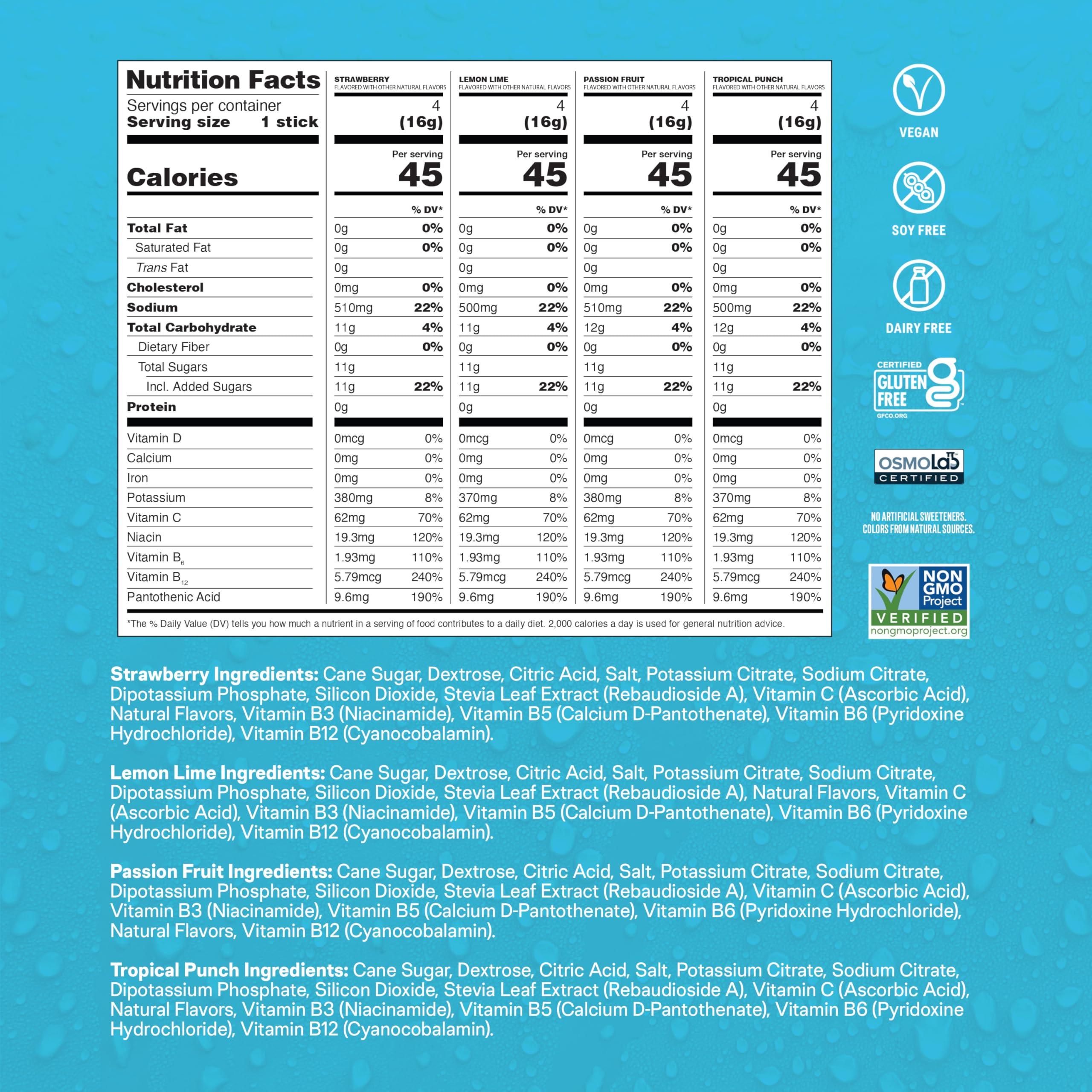 Liquid I.V. Liquid I.V. Hydration Multiplier - Variety Pack - Lemon Lime, Passion Fruit, Strawberry, Tropical Punch | Electrolyte Powder Drink Mix | 1 Pack (16 Servings)