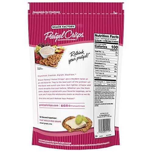 Snack Factory Snack Factory Pretzel Crisps, Cinnamon Sugar, Baked, Kosher, 7.2 Ounce (Pack of 12)