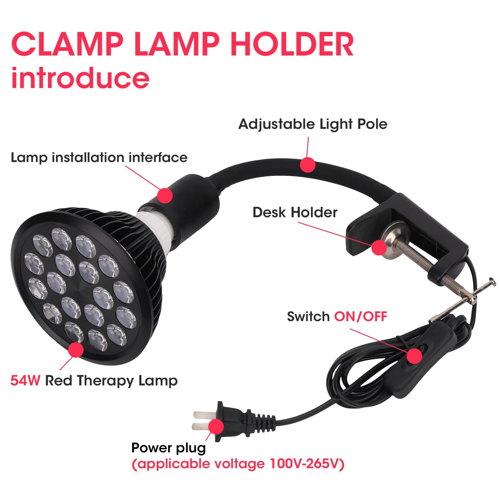 DMMBMFC DMMBMFC Red Light Therapy Lamp-54W 18 LED Infrared Light Therapy Device with Adjustable Lamp Holder, 660nm Red and 850nm Near Infrared Red Led Light for Skin and Pain Relief (Red2)