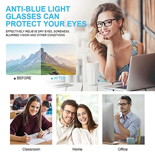 URAQT URAQT 2Pcs Blue Light Glasses for Women Men, Blue Light Blocking Glasses Lightweight Computer Glasses Anti Eyestrain & UV Glare Gaming Vintage Fake Eyeglasses Readers Clear Lens Reading Glasses