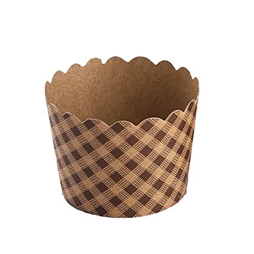 AKOAK AKOAK 50 Pcs Baking Muffin Paper Baking Bups, Brown Kraft Paper Cupcakes, Greaseproof Paper Baking Cups, Suitable for Birthday Parties, Weddings, Graduation Parties, Cupcake Packaging (Square)